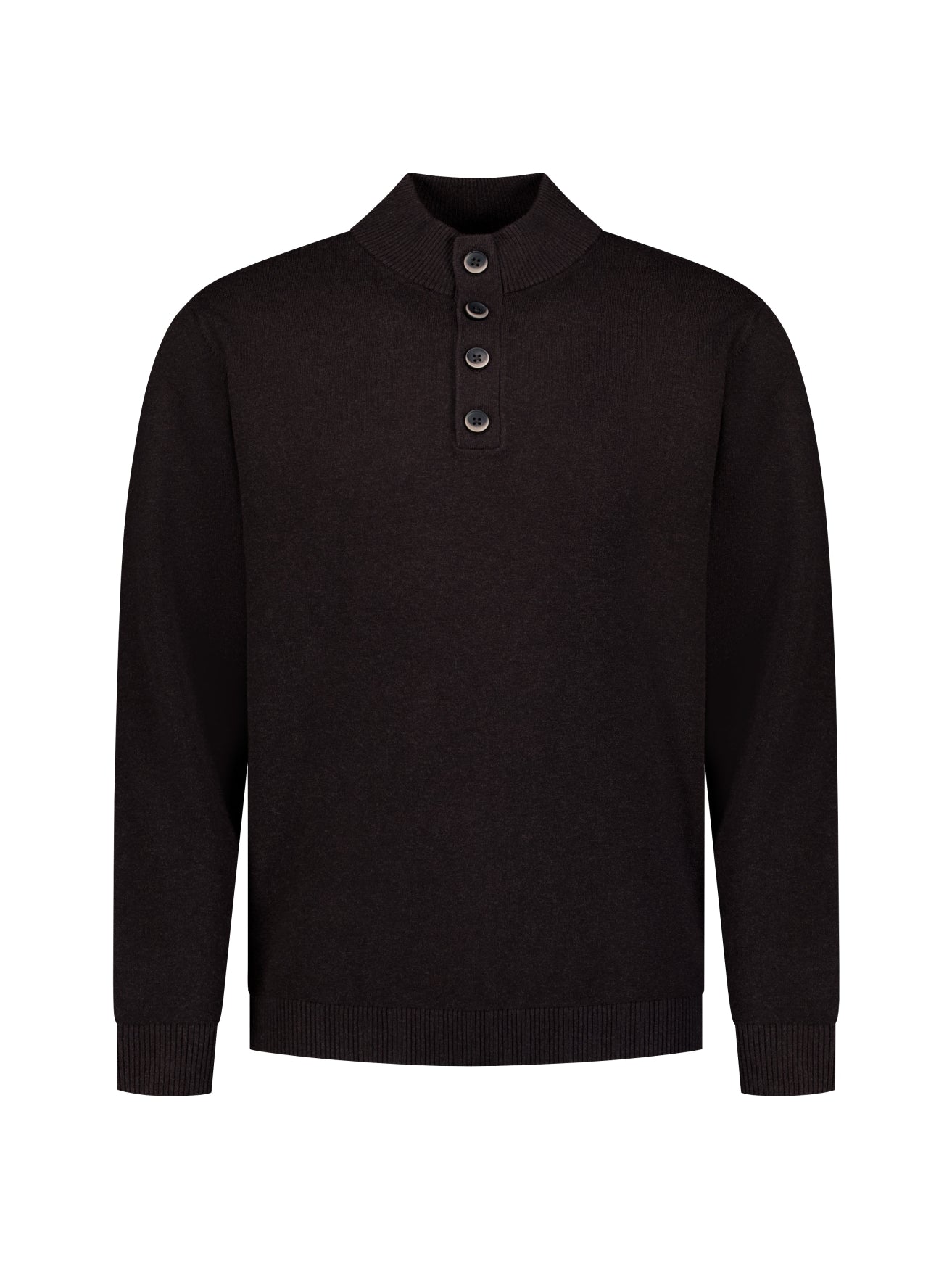Pull à col boutonné | Marron foncé