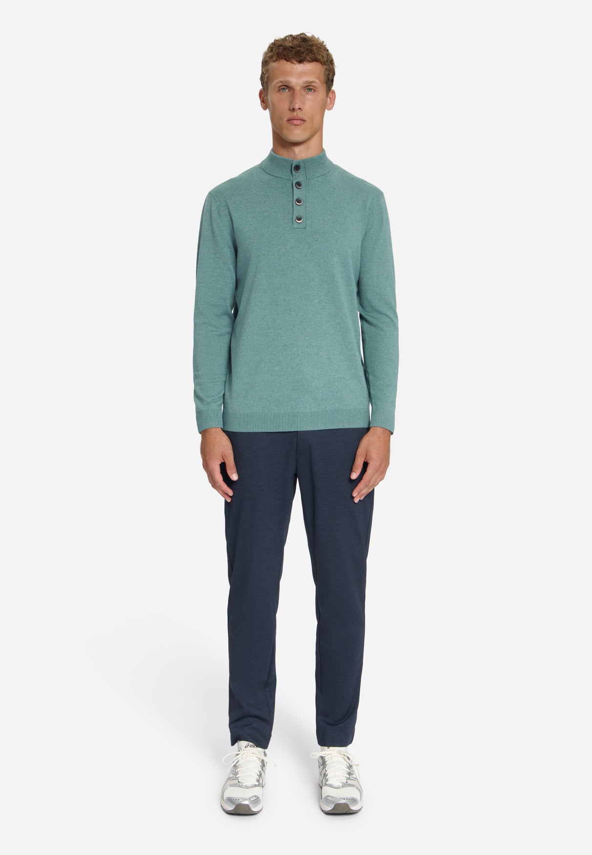 Pull à col boutonné | Bleu poudré
