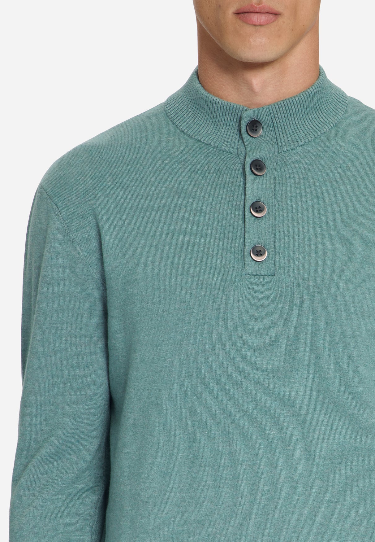 Pull à col boutonné | Bleu poudré