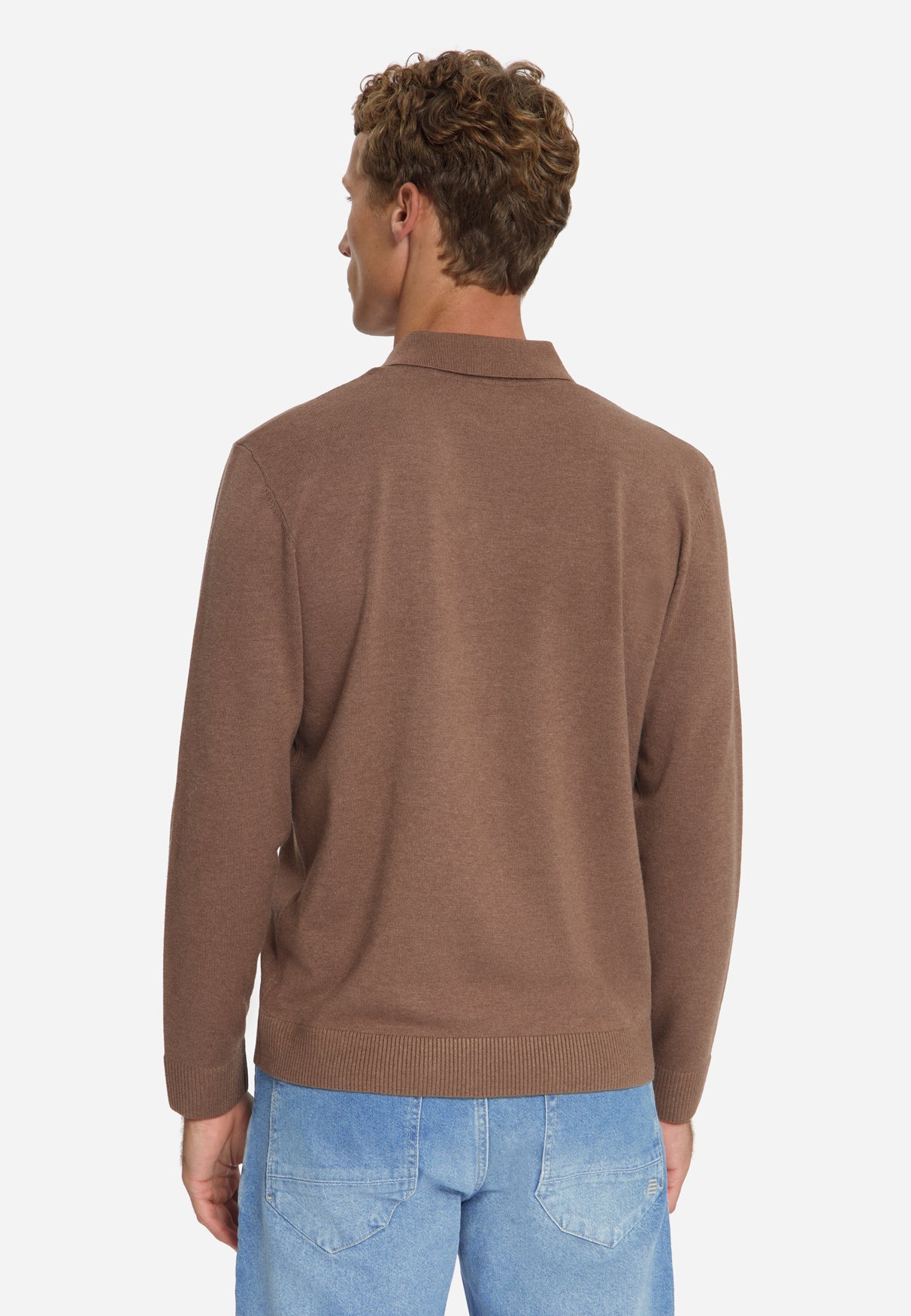 Polo en maille fine | Marron clair