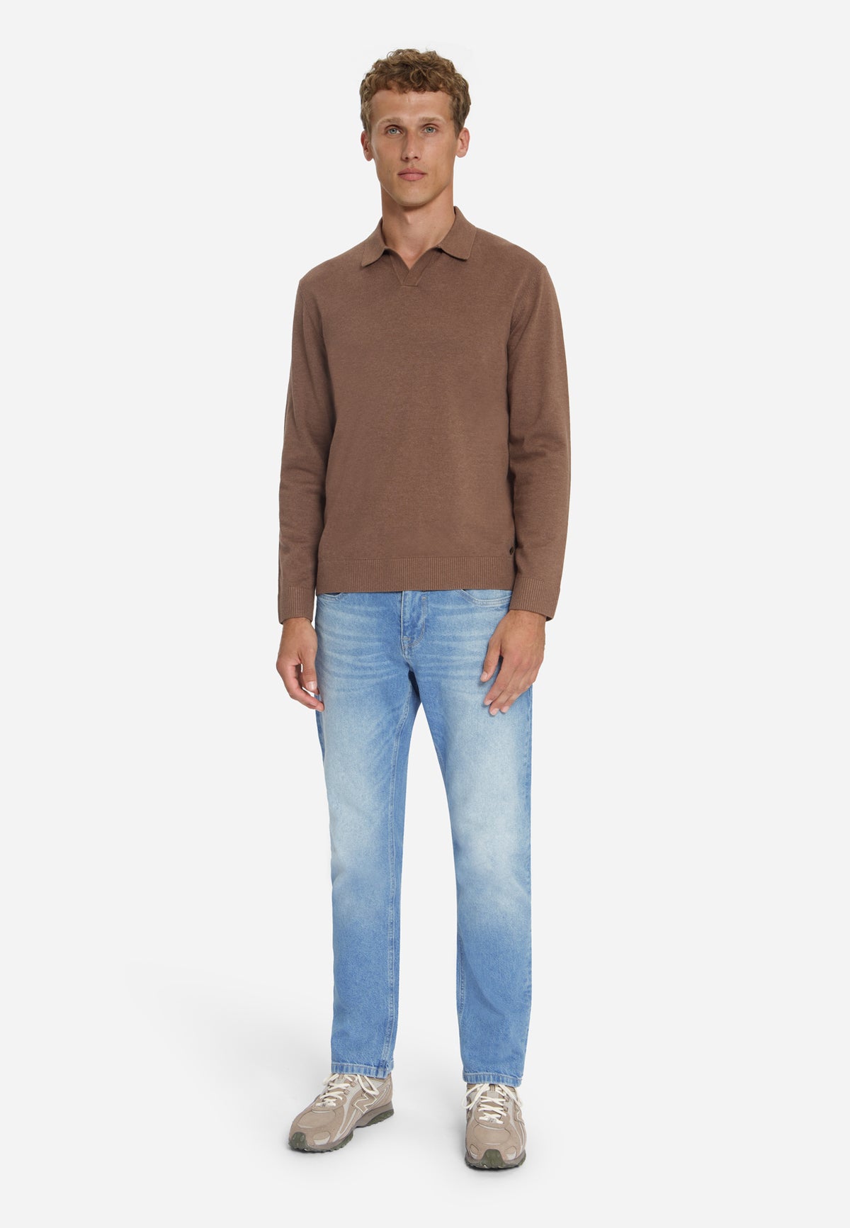 Polo en maille fine | Marron clair