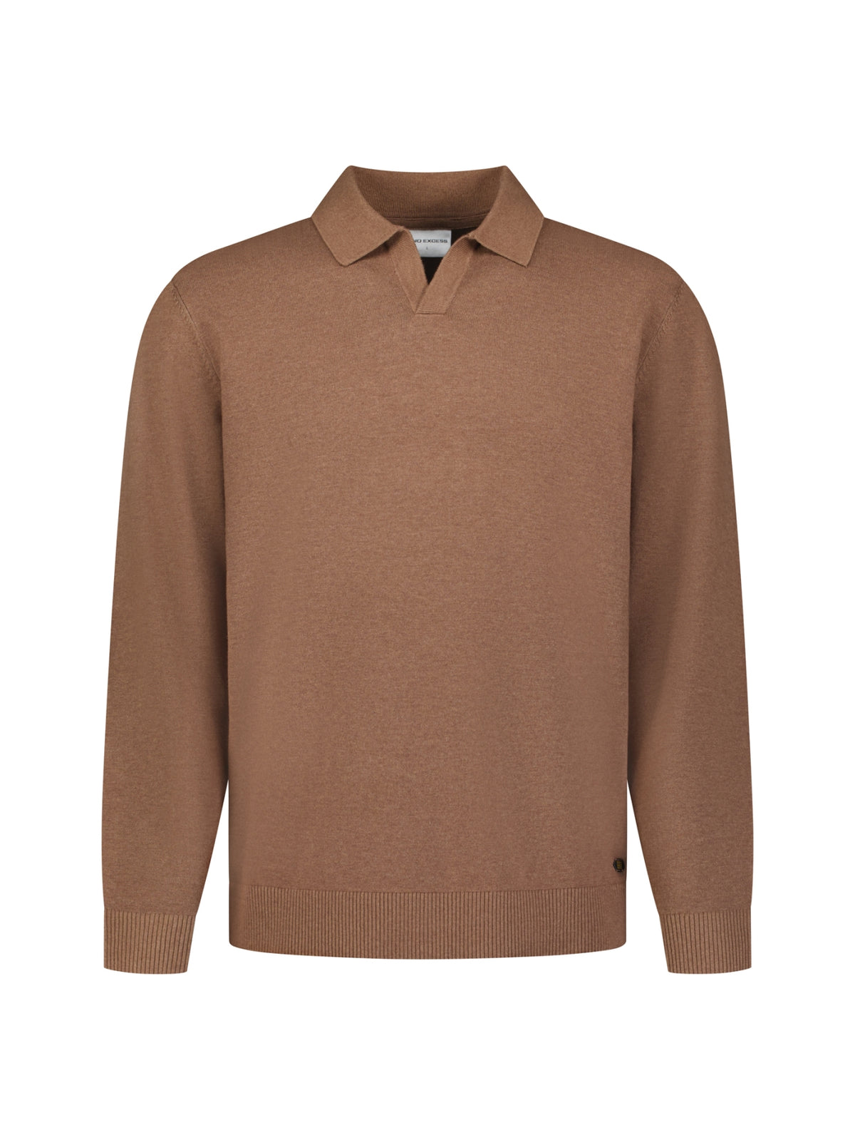Fine Knit Polo Jumper | Light Brown