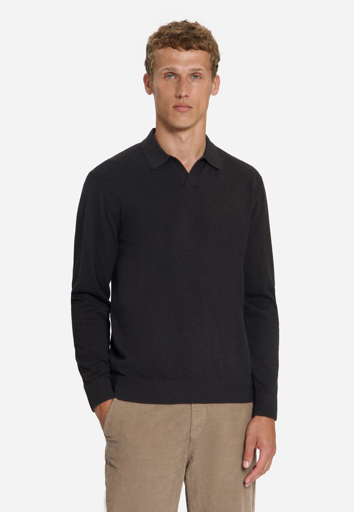 Polo en maille fine | Marron foncé
