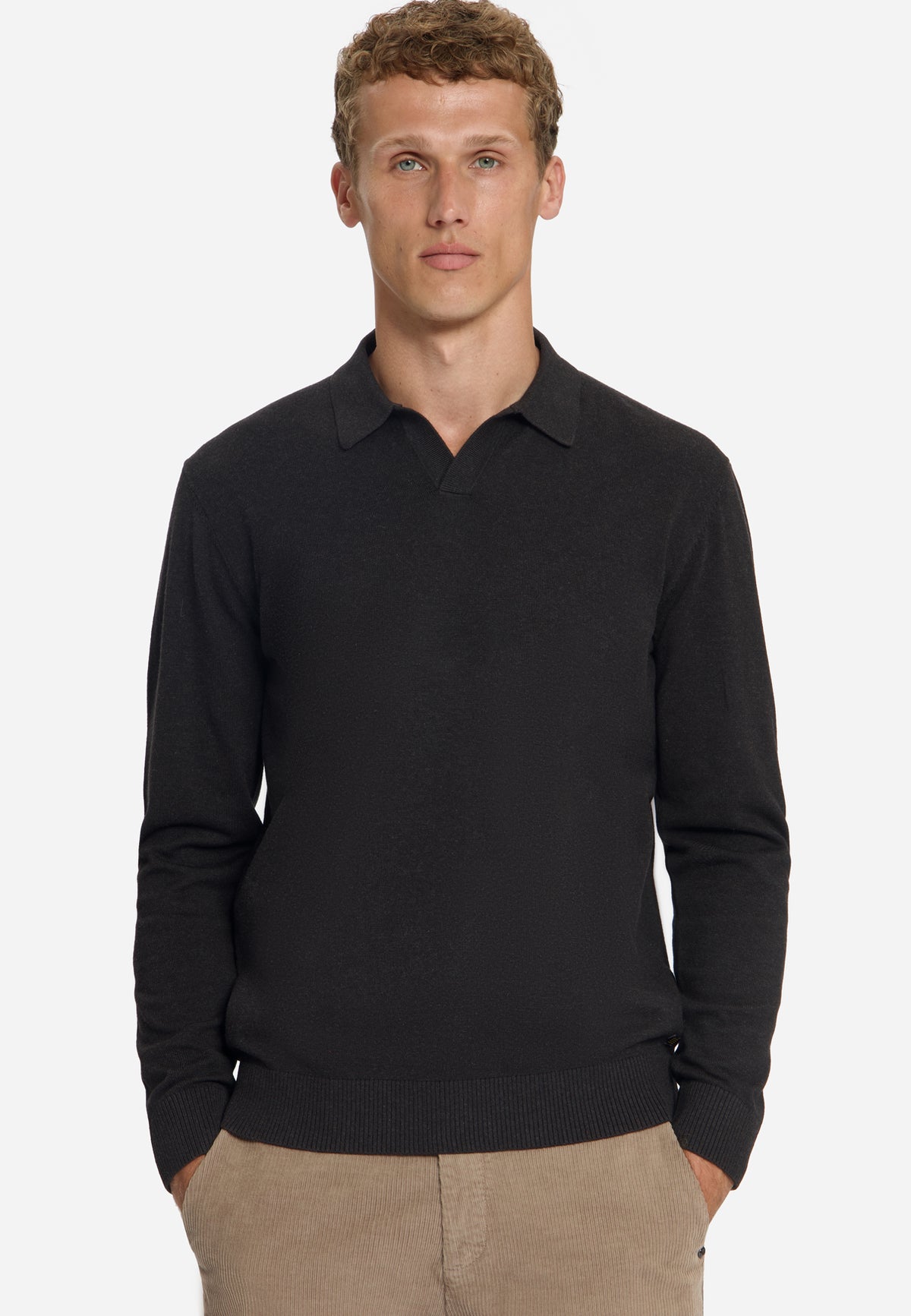 Polo en maille fine | Marron foncé
