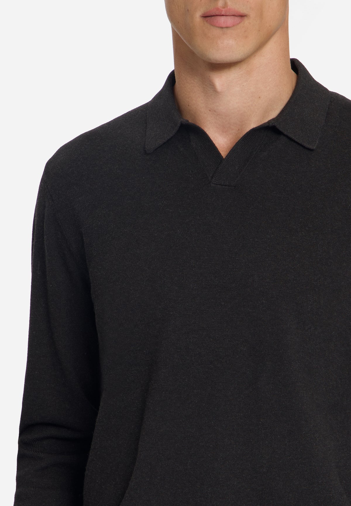 Polo en maille fine | Marron foncé