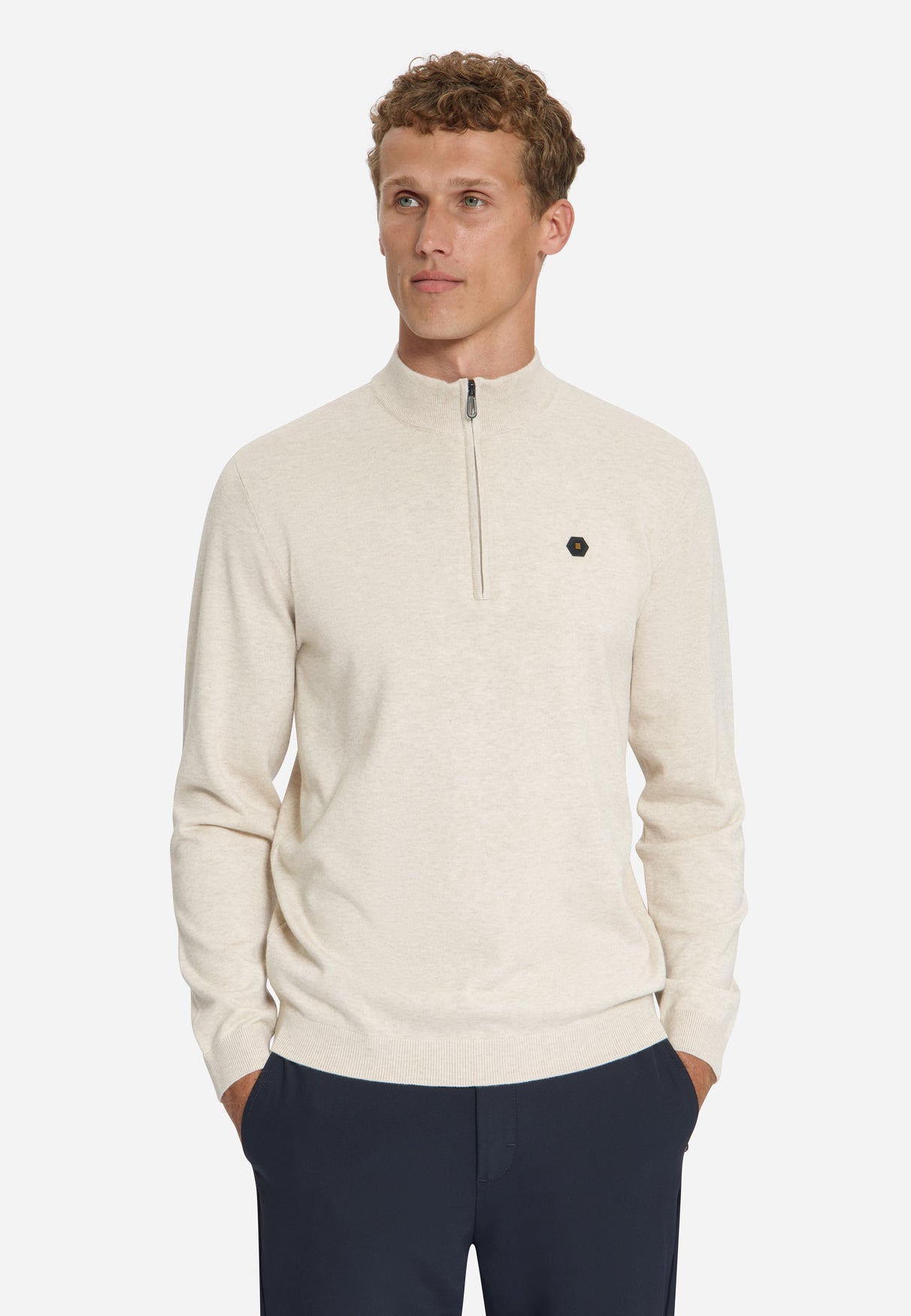 Pull Col Zippé Mélange | Stone