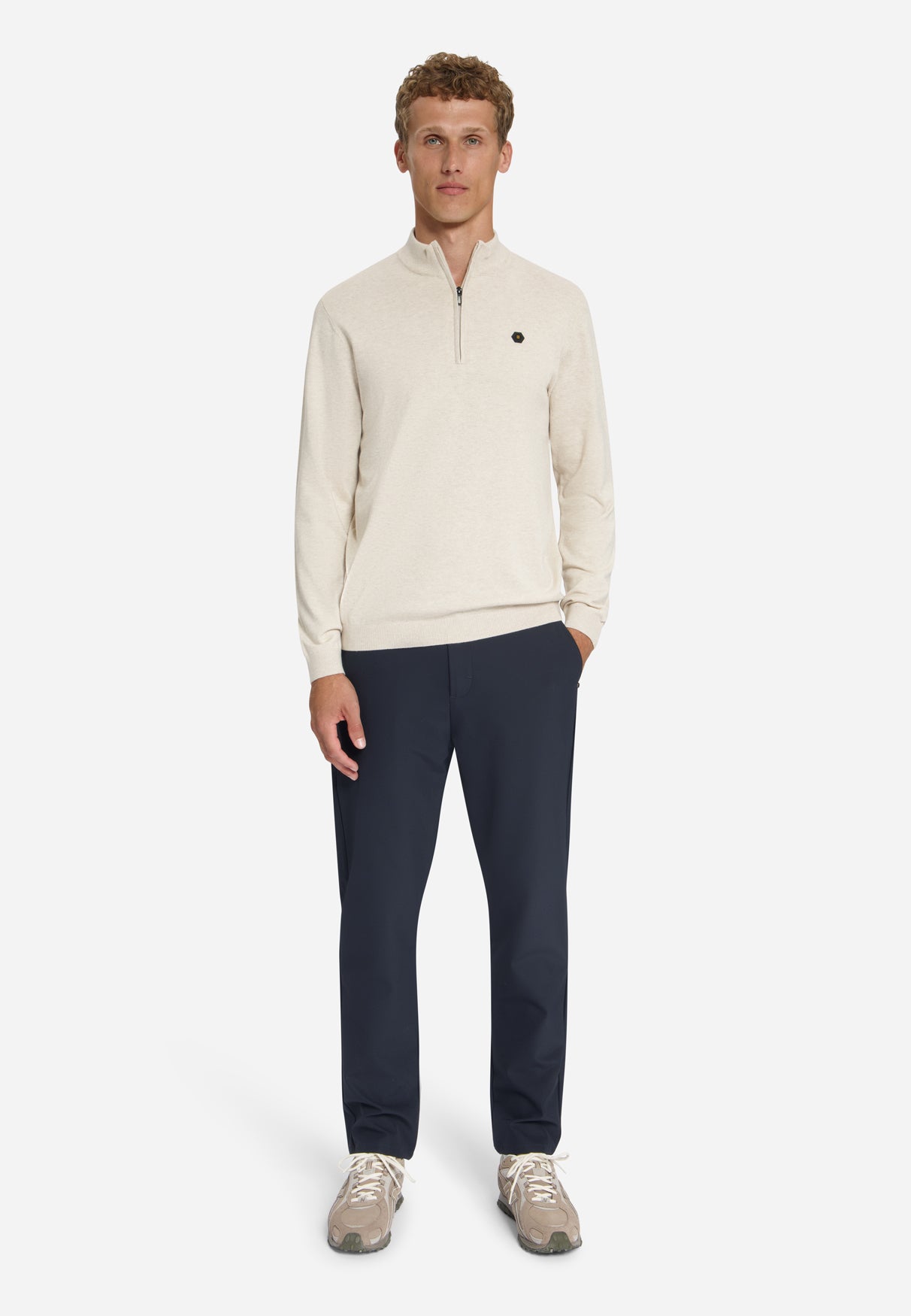 Pull Col Zippé Mélange | Stone