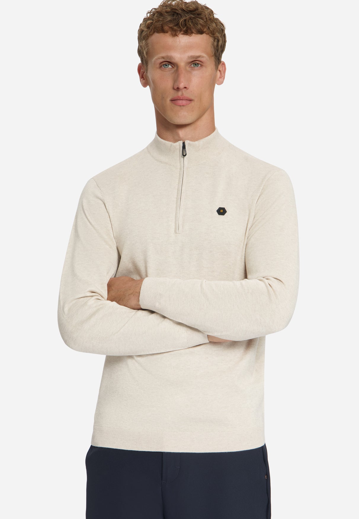 Pull Col Zippé Mélange | Stone