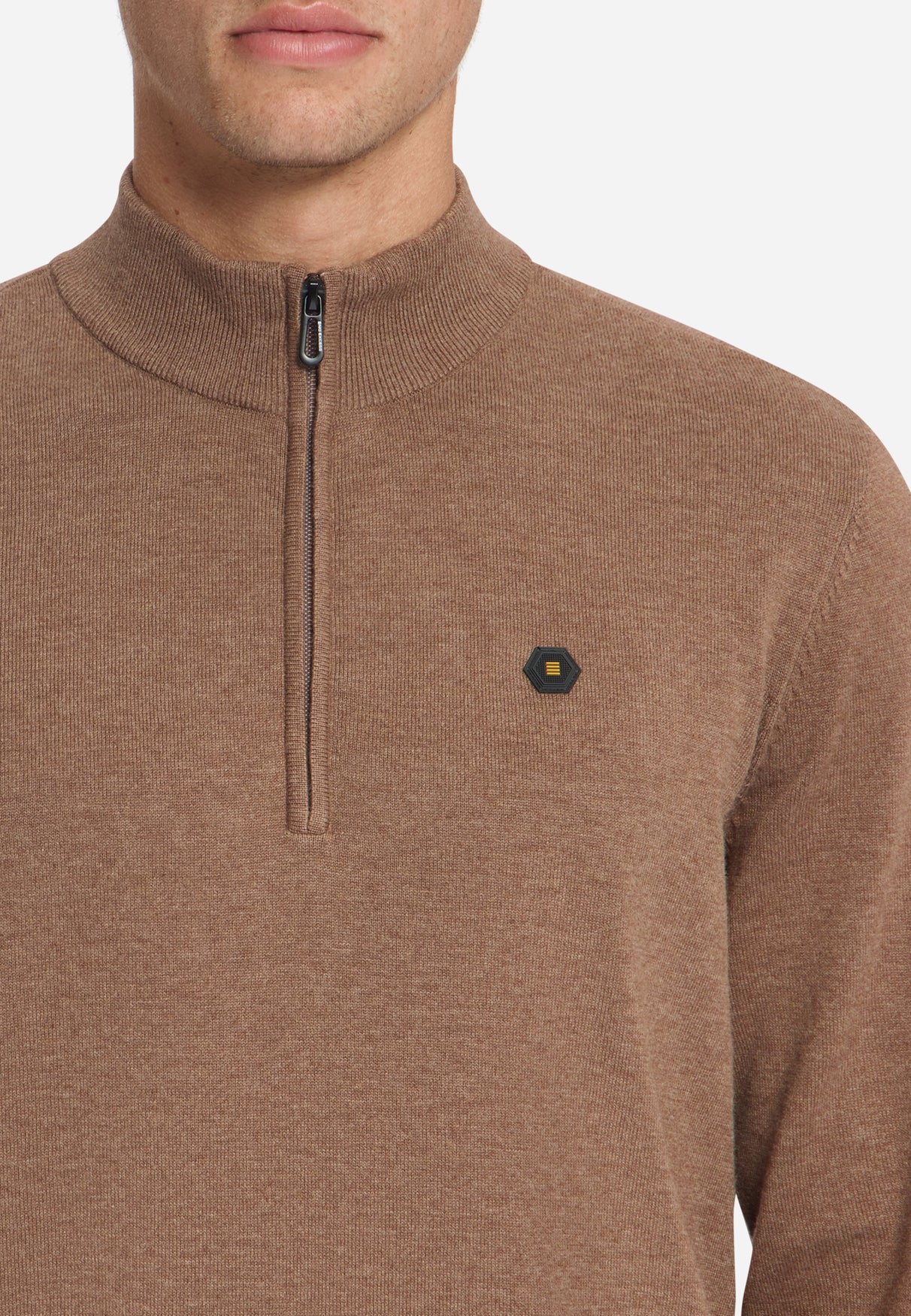 Pull Col Zippé Mélange | Light Brown