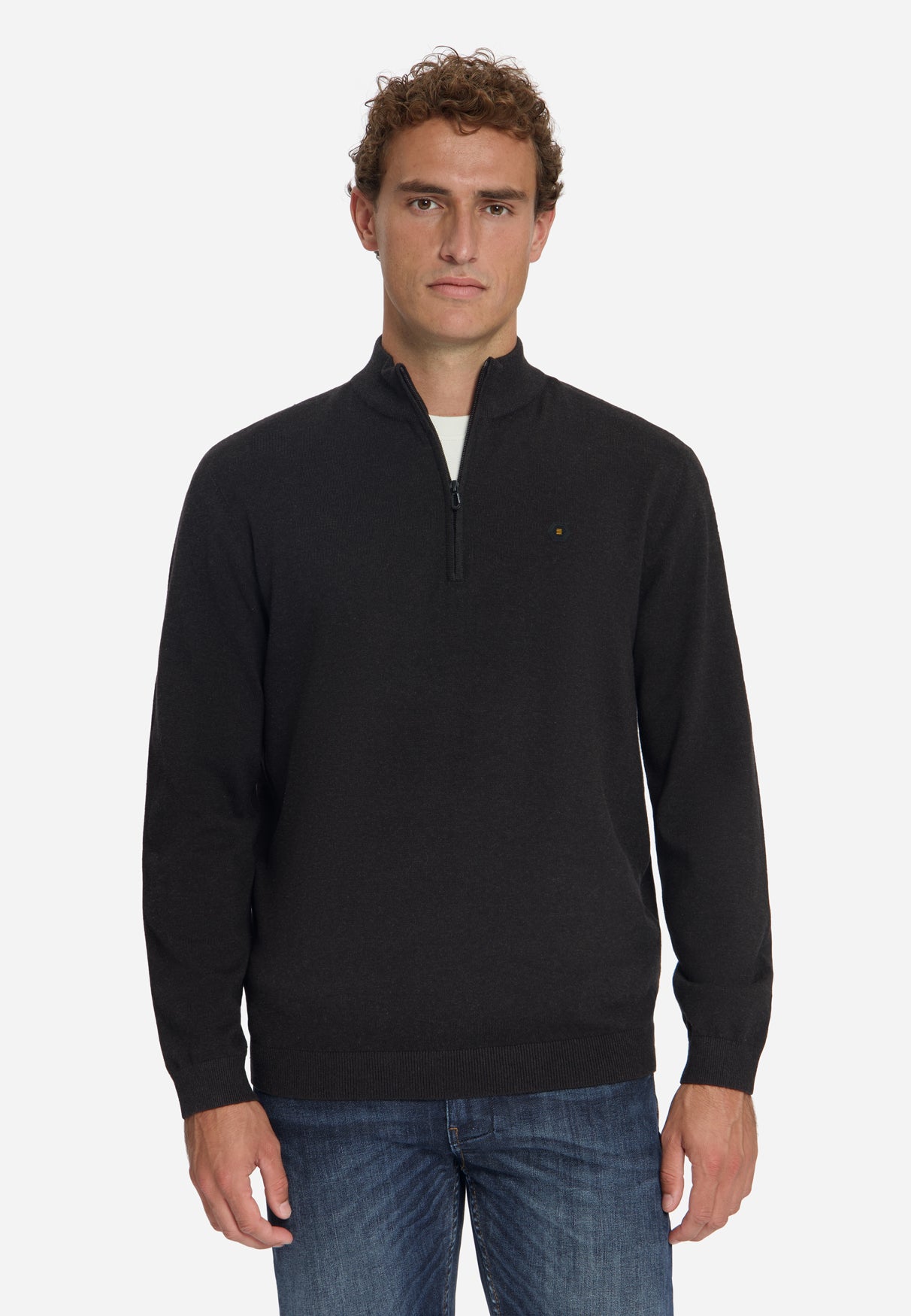 Pull Col Zippé Mélange | Dark Brown