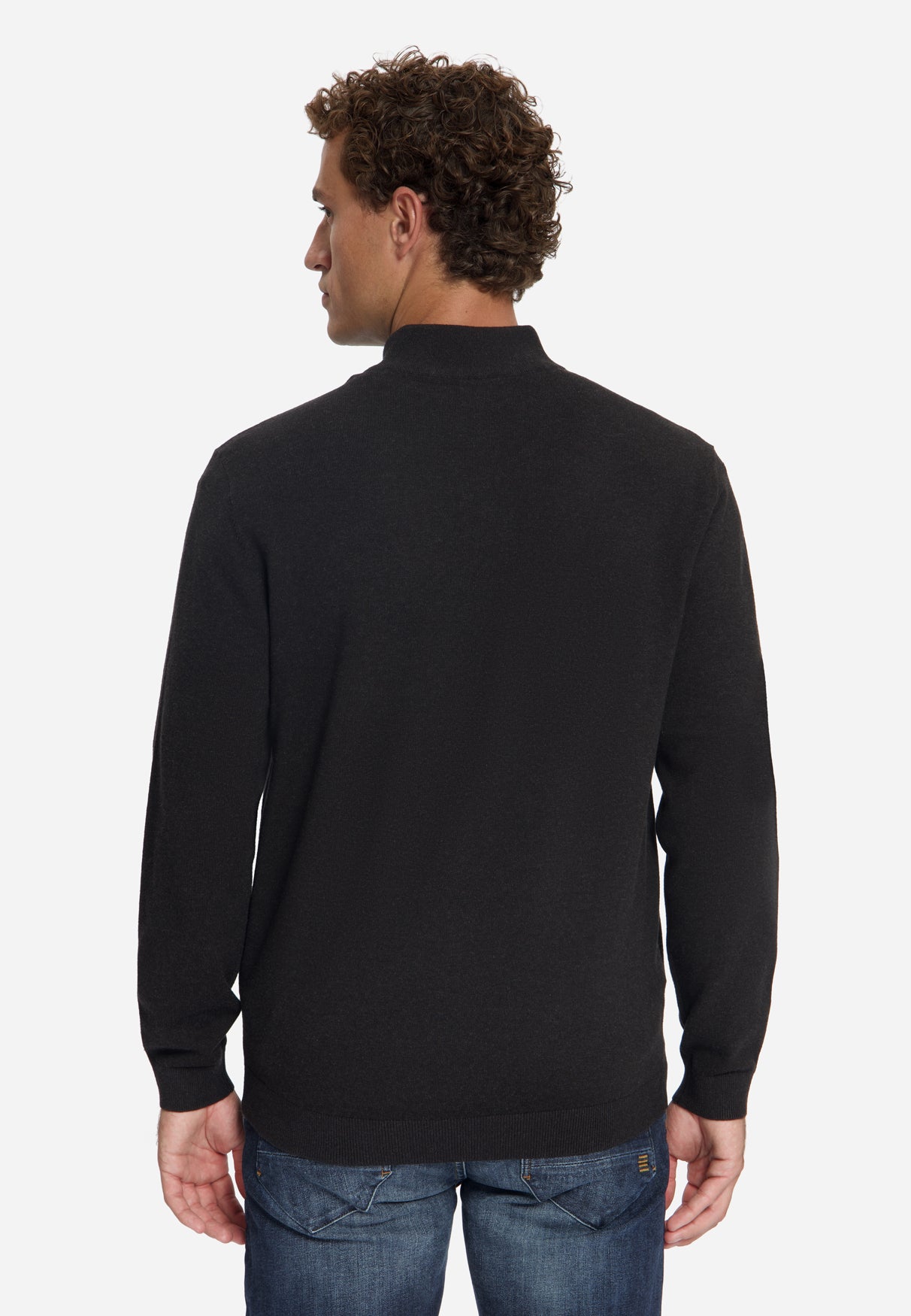Pull Col Zippé Mélange | Dark Brown