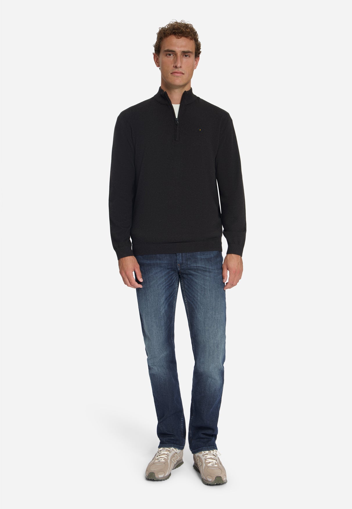 Pull Col Zippé Mélange | Dark Brown