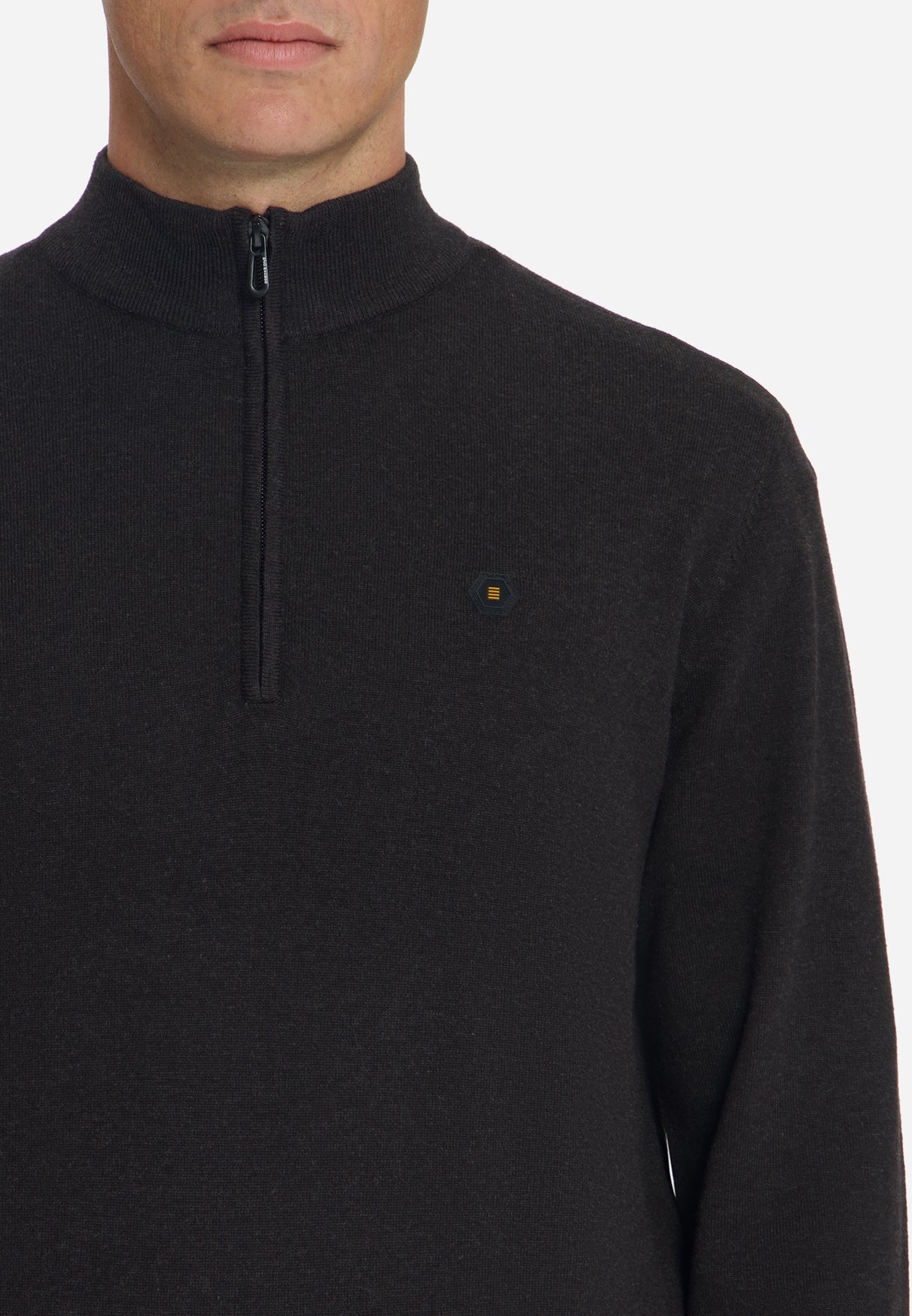 Pull Col Zippé Mélange | Dark Brown