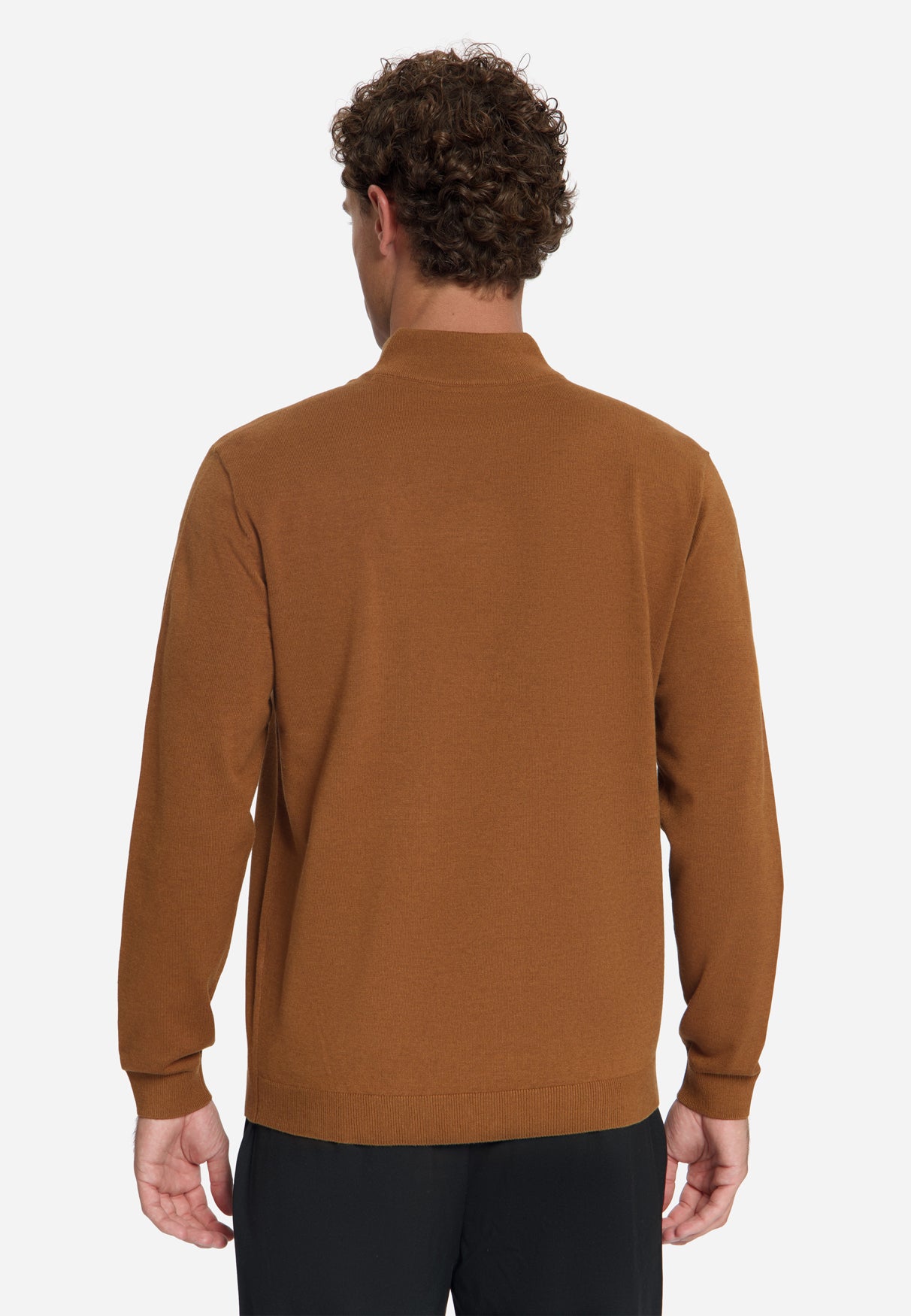 Pull Col Zippé Mélange | Caramel