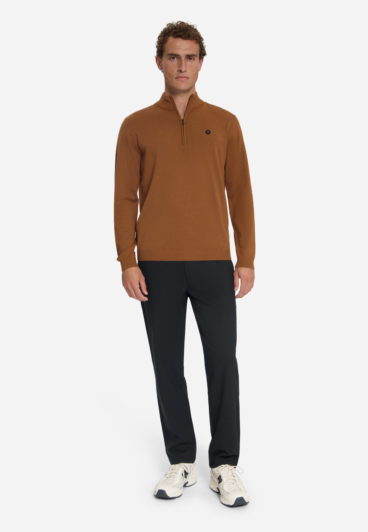 Pull Col Zippé Mélange | Caramel