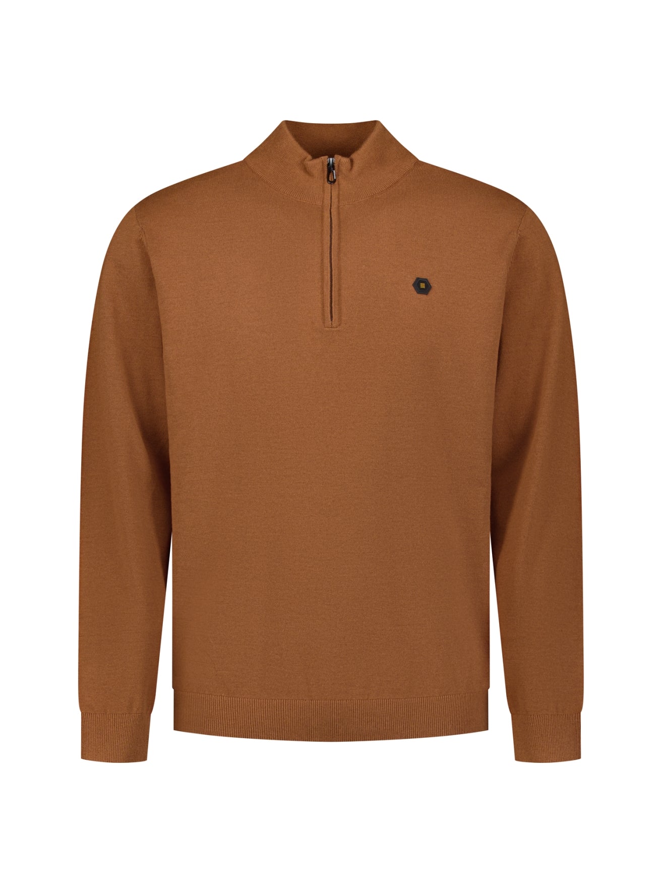 Pull Col Zippé Mélange | Caramel