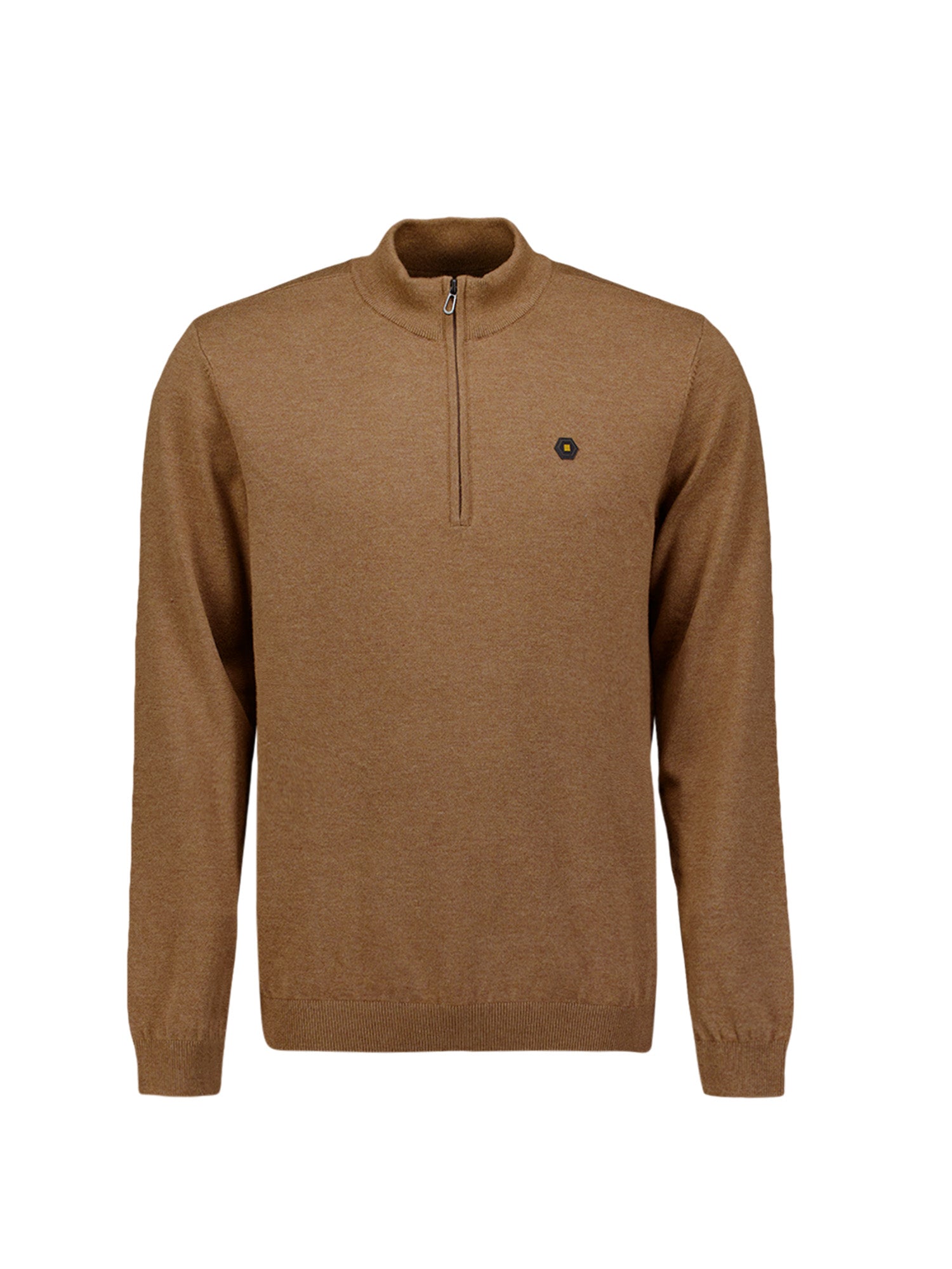 Pull Col Zippé Mélange | Caramel