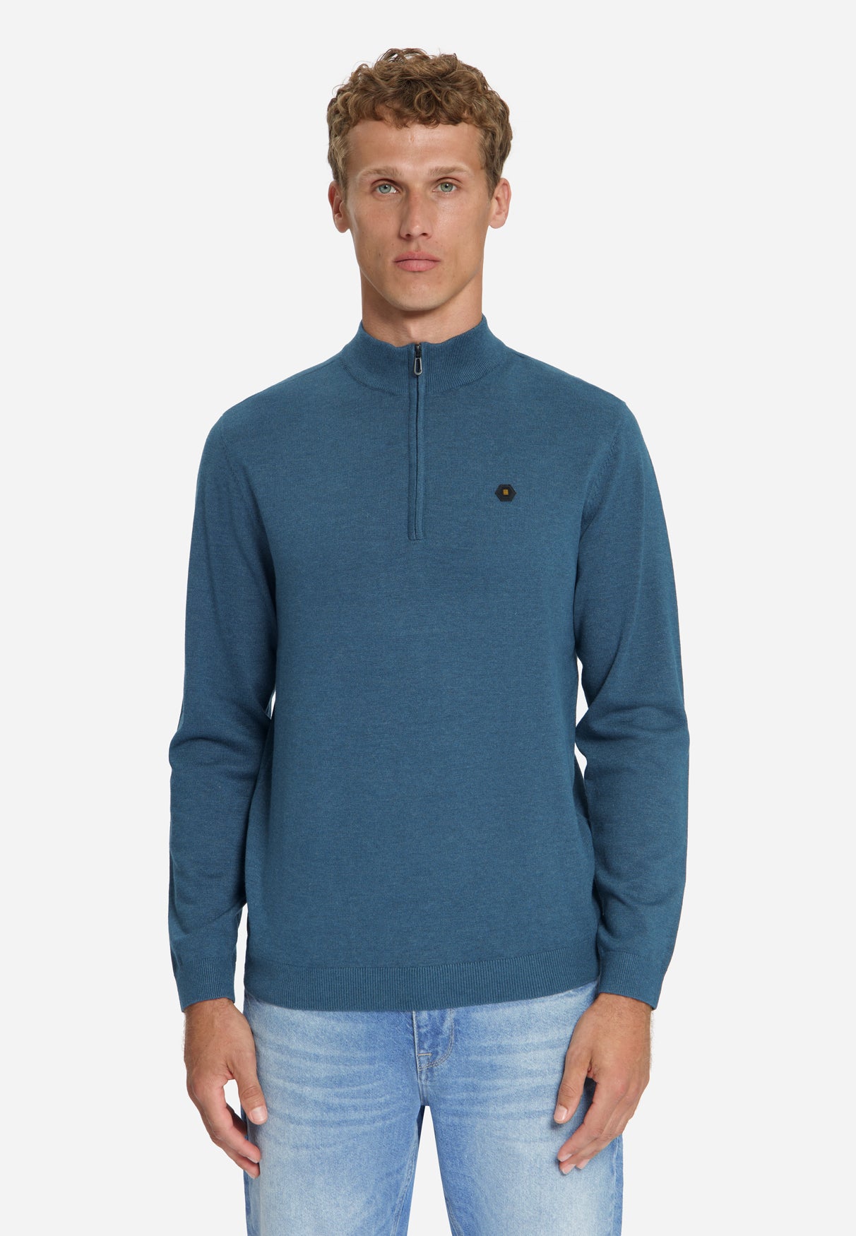 Pull Col Zippé Mélange | Shadow Blue