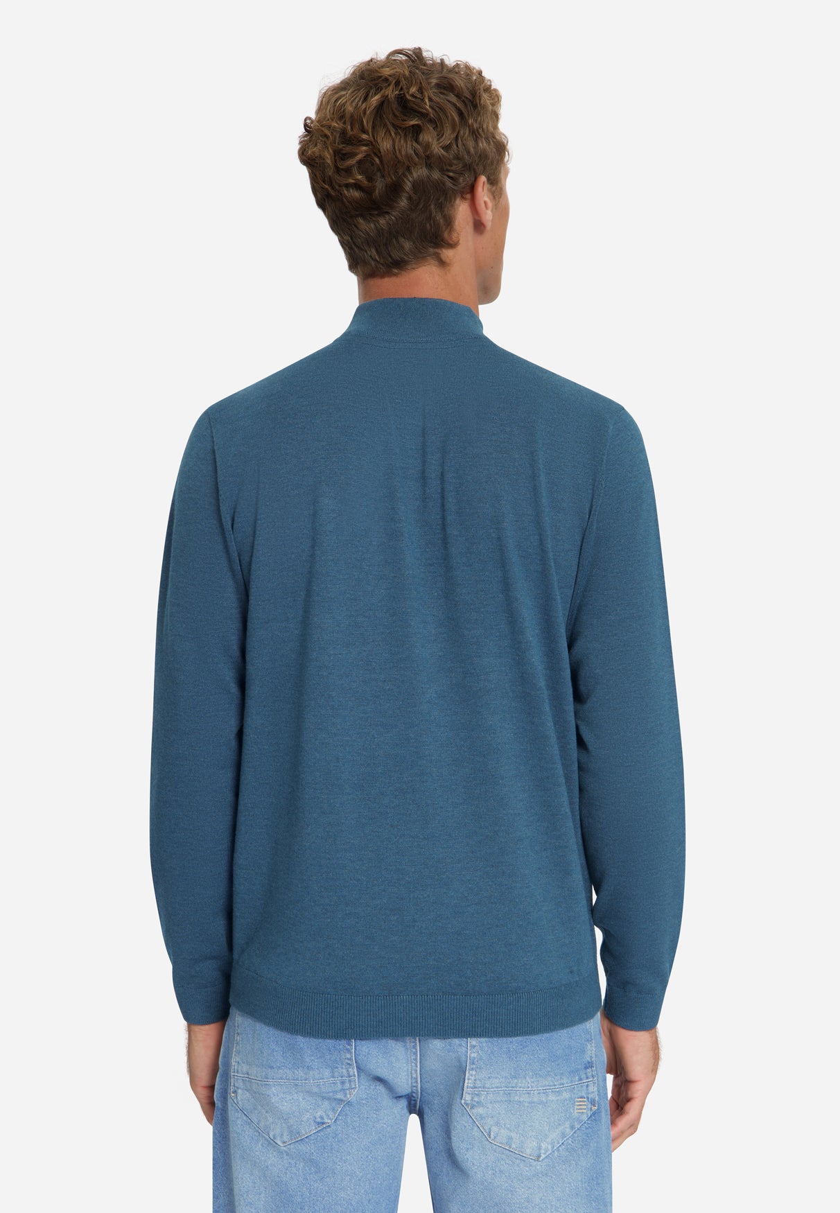 Pull Col Zippé Mélange | Shadow Blue