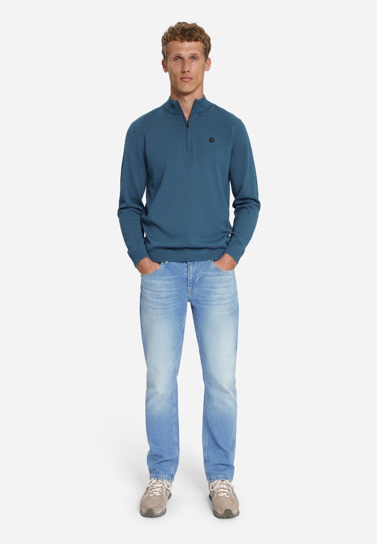 Pull Col Zippé Mélange | Shadow Blue