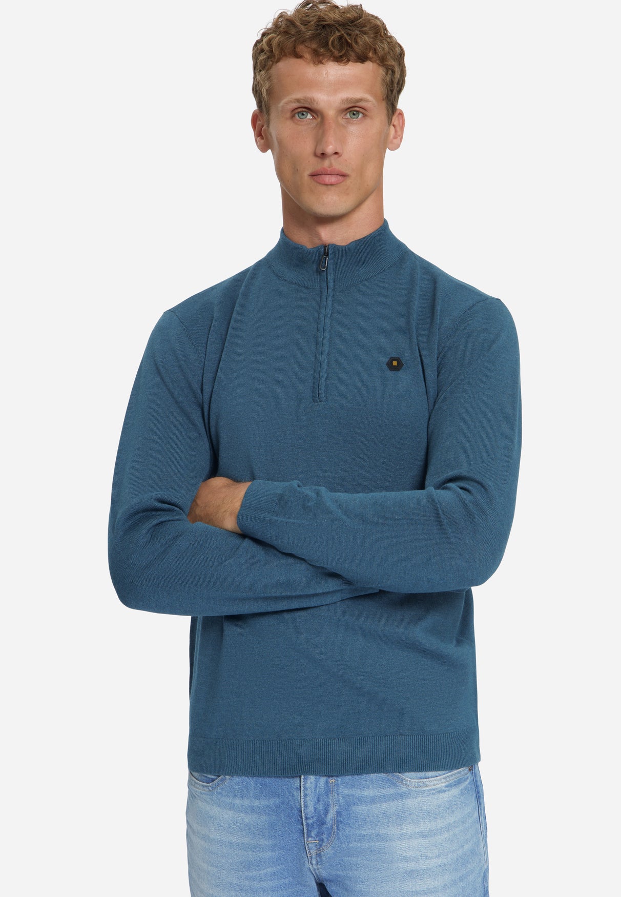 Pull Col Zippé Mélange | Shadow Blue