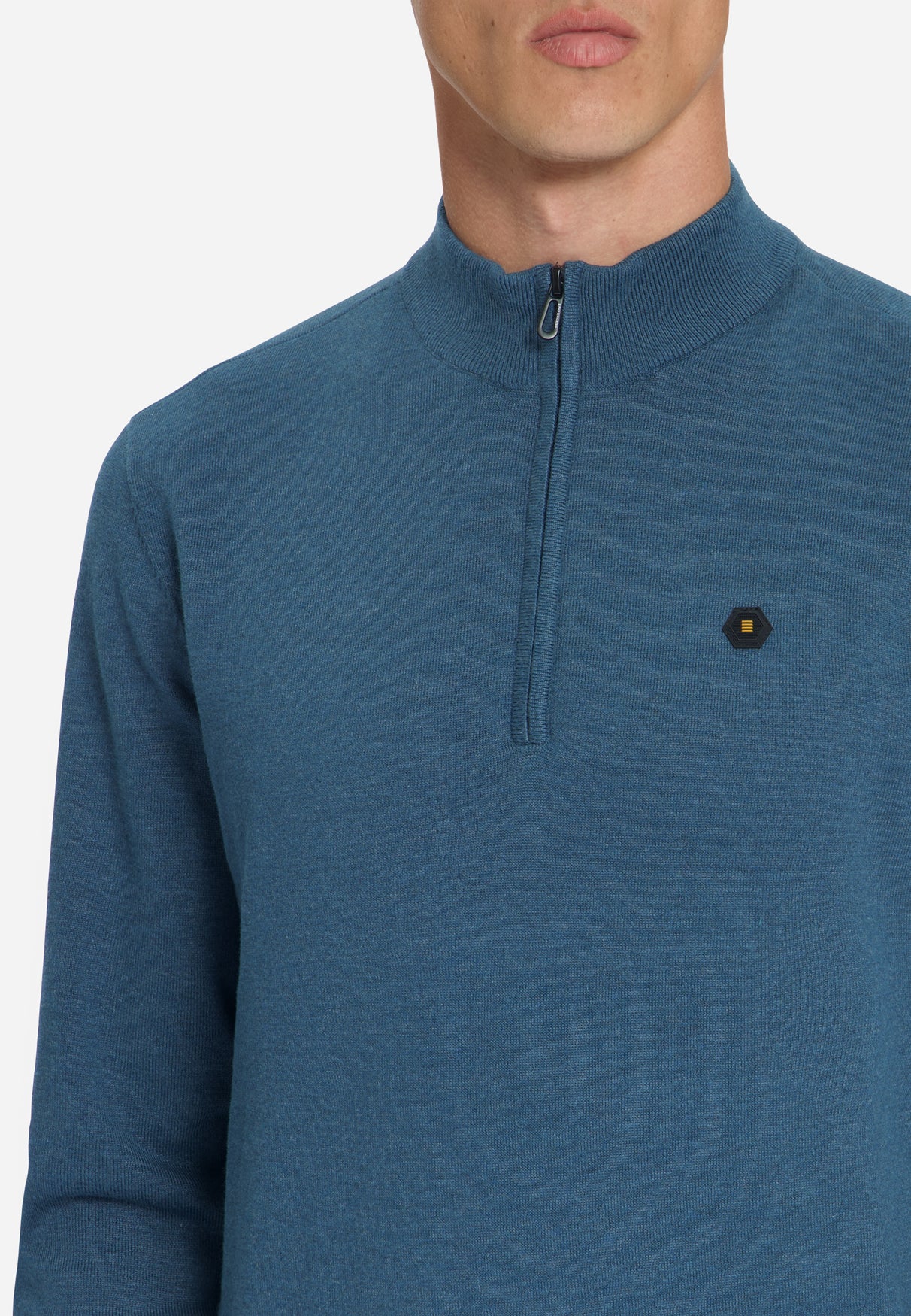 Pull Col Zippé Mélange | Shadow Blue