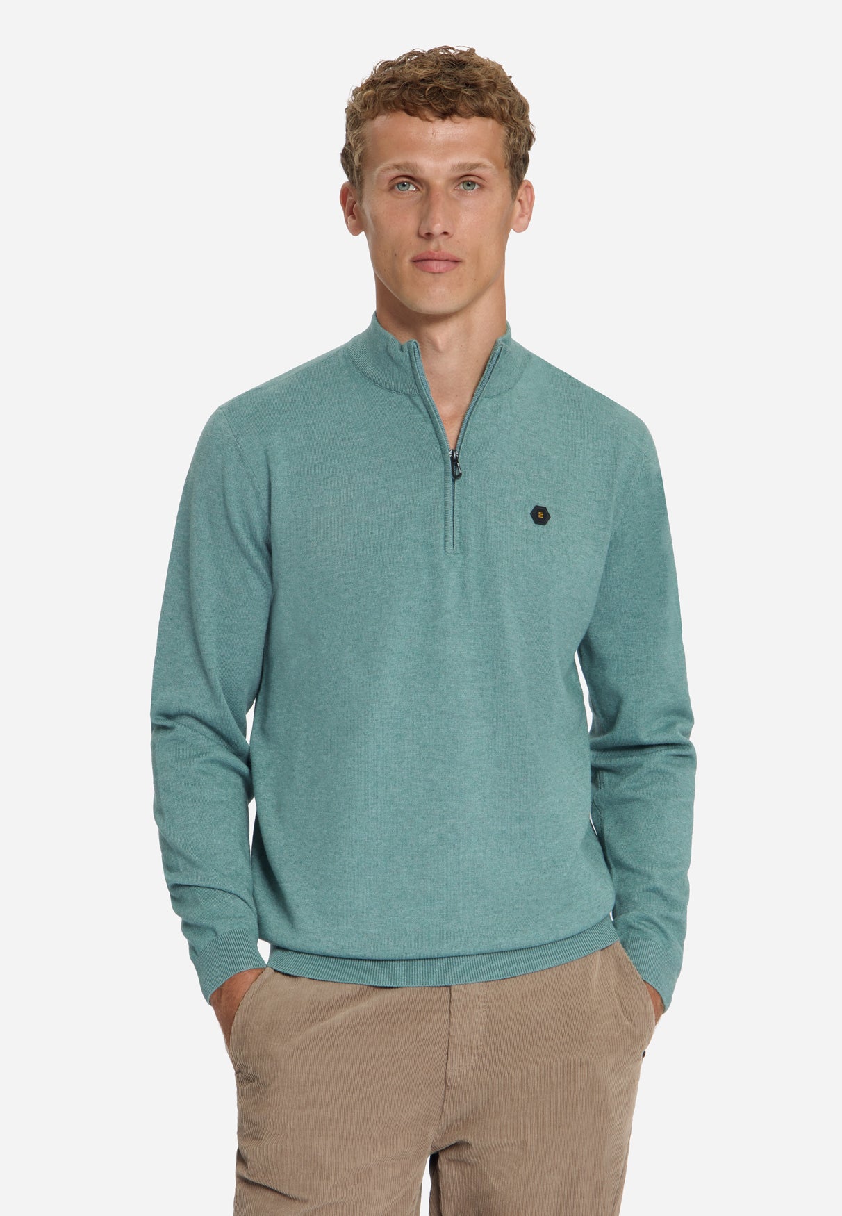 Half-Zip Melange Jumper | Dusty Blue