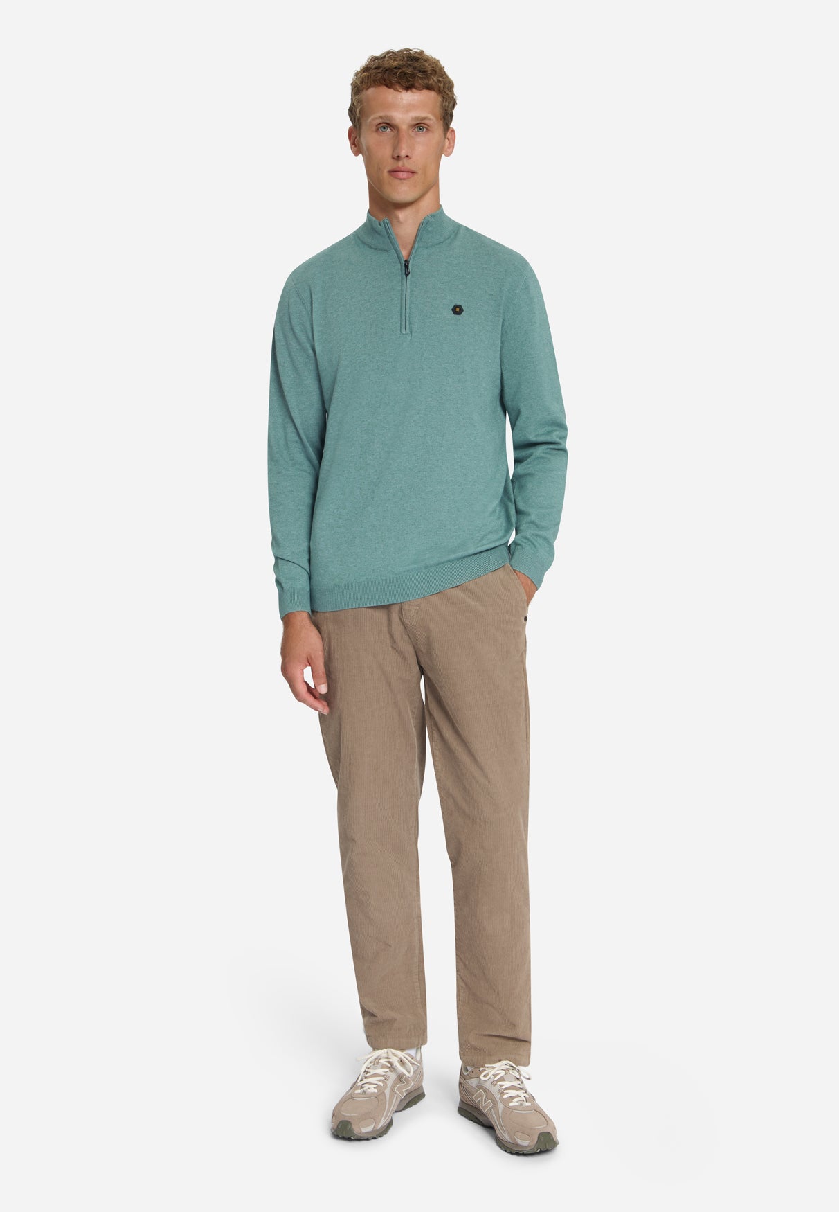 Half-Zip Melange Jumper | Dusty Blue