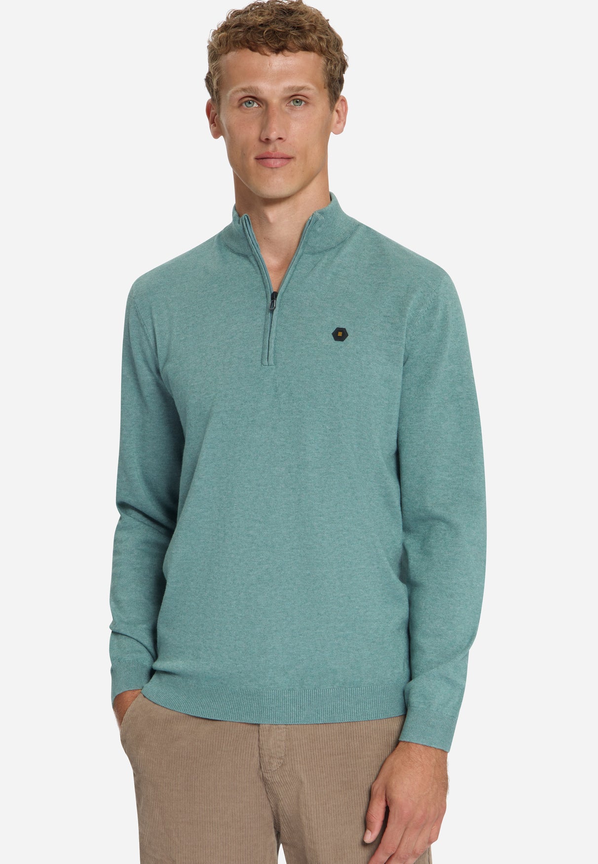 Half-Zip Melange Jumper | Dusty Blue