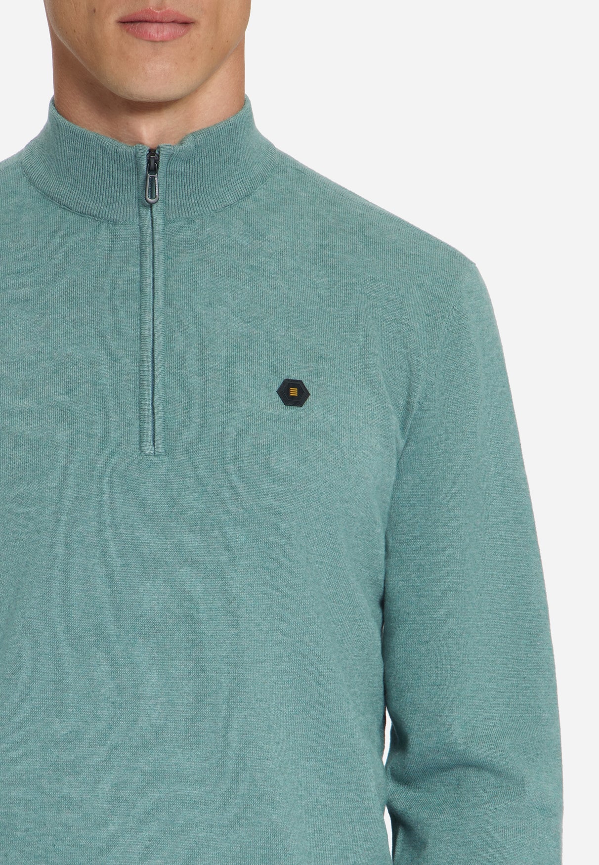 Half-Zip Melange Jumper | Dusty Blue
