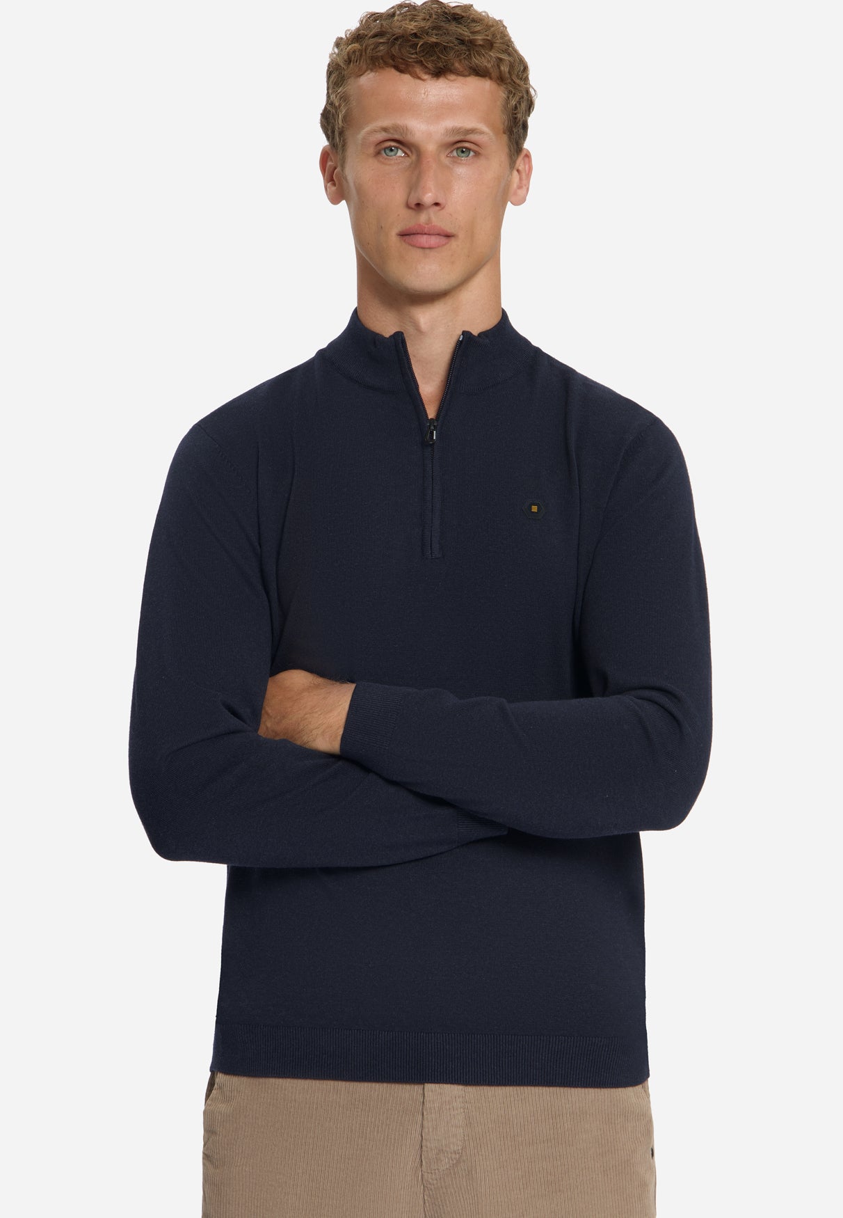 Pull Col Zippé Mélange | Dark Night