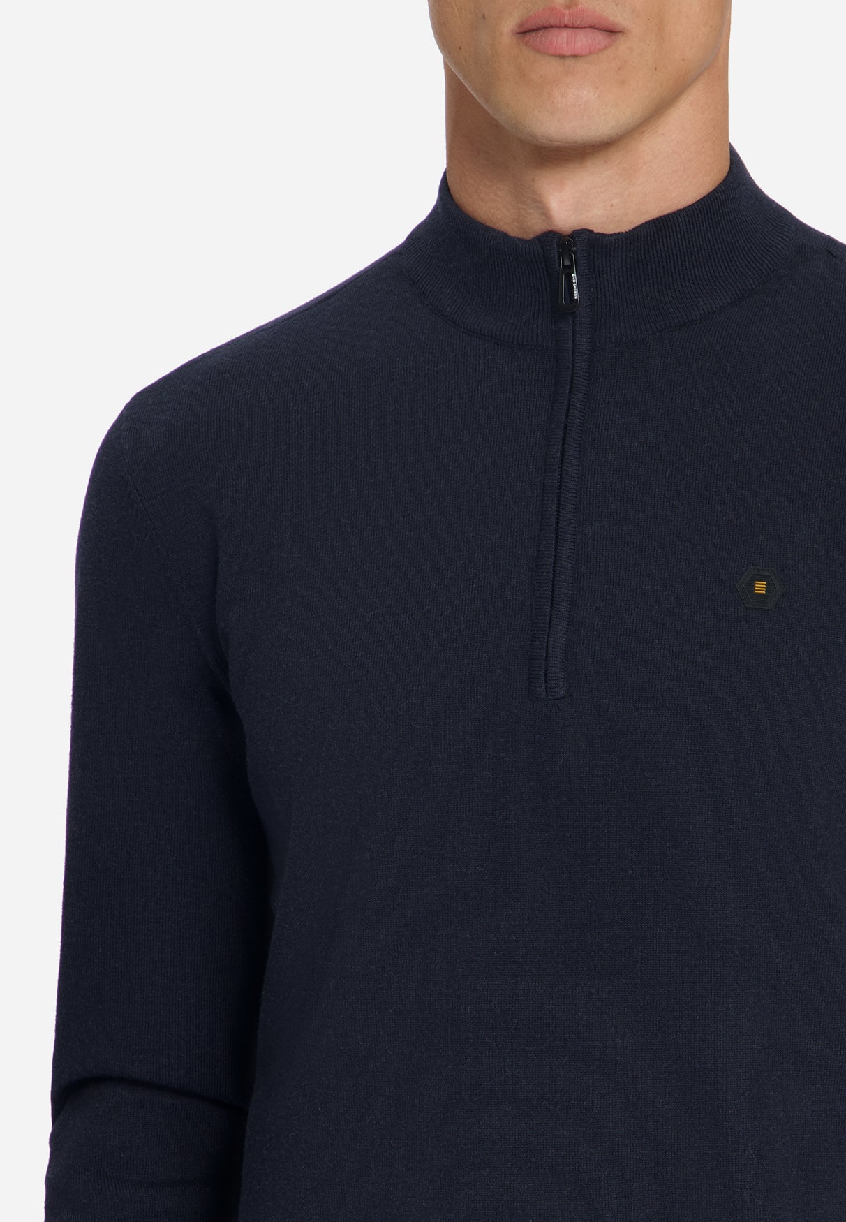 Pull Col Zippé Mélange | Dark Night