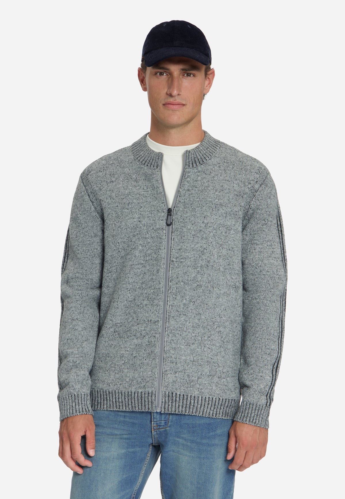 Cardigan en maille bicolore | Grey Melange