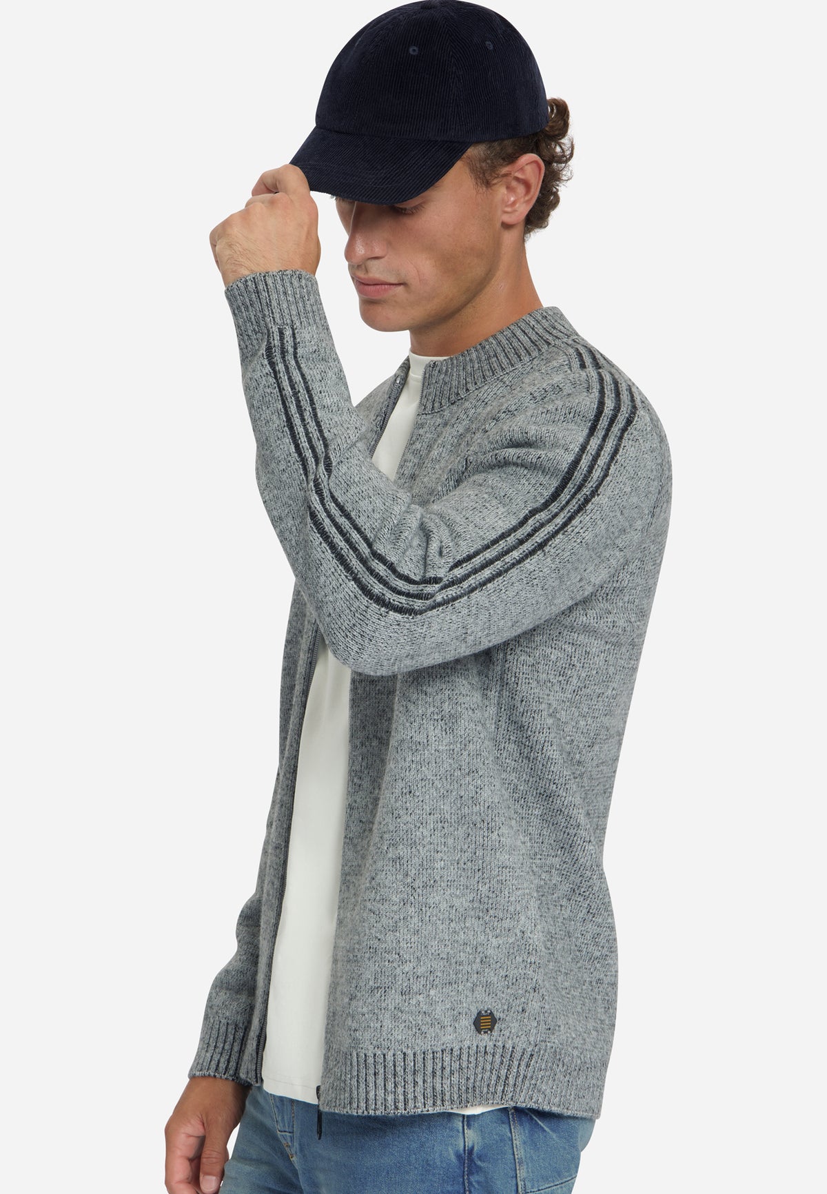 Cardigan en maille bicolore | Grey Melange