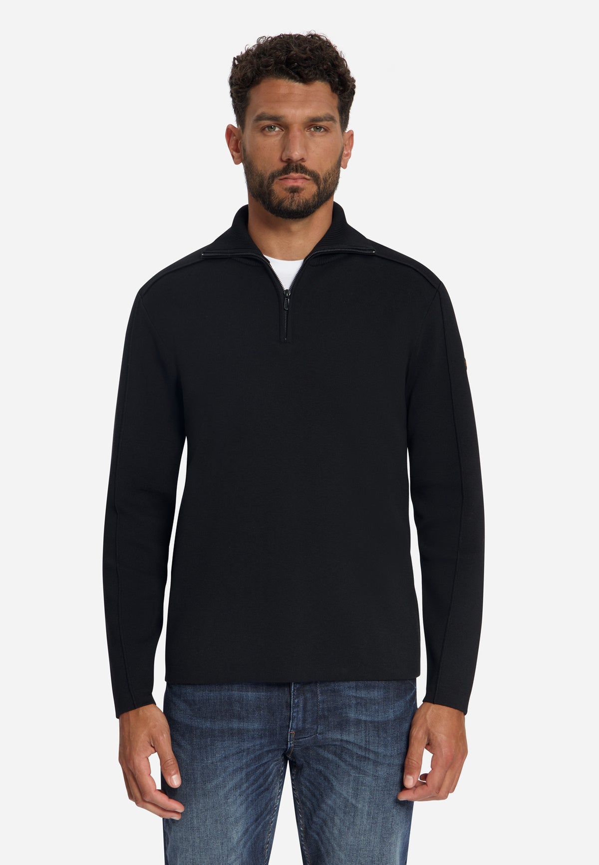 Textured Half-Zip Jumper | Black