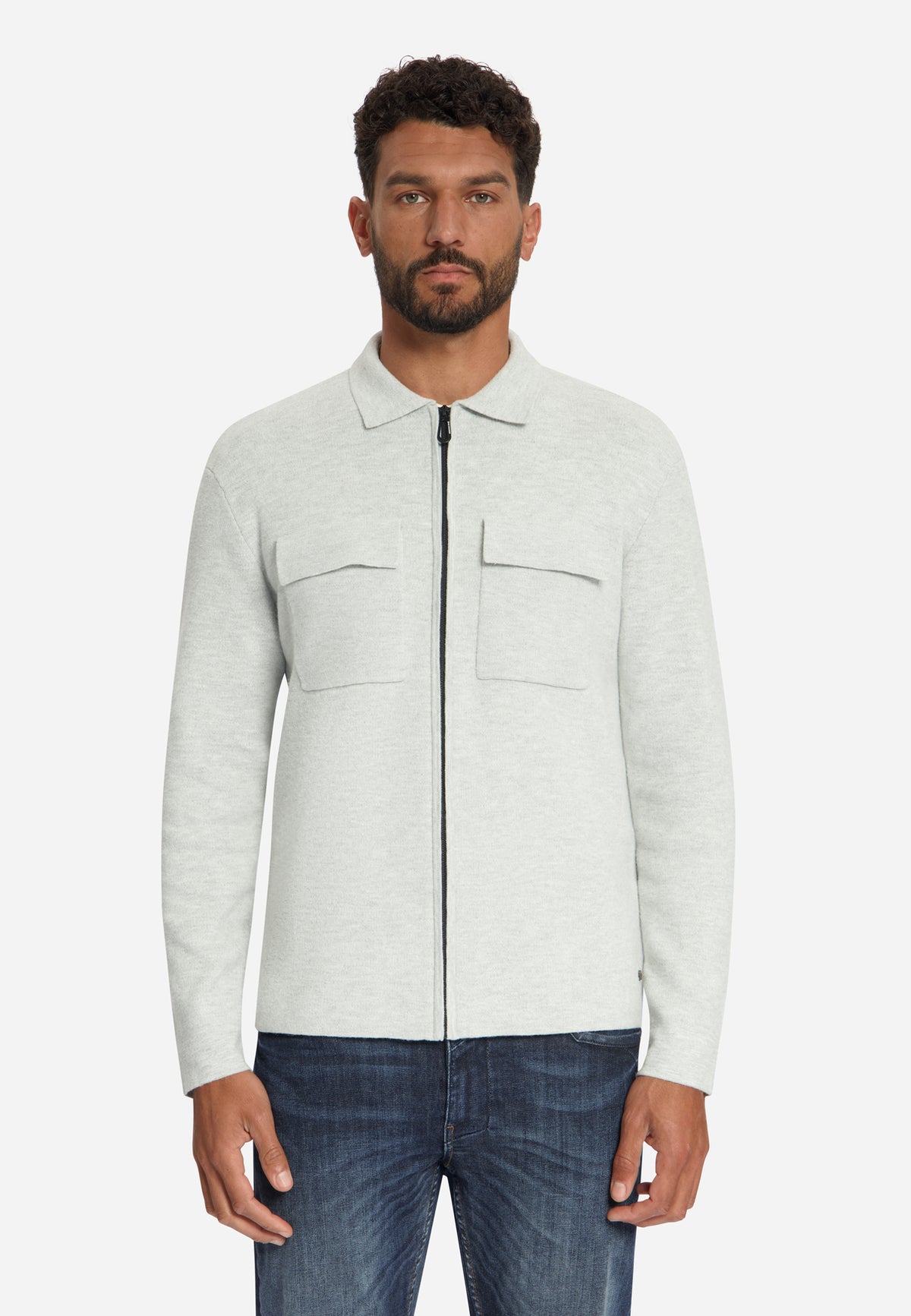 Cardigan en maille zippé | Light Grey Melange