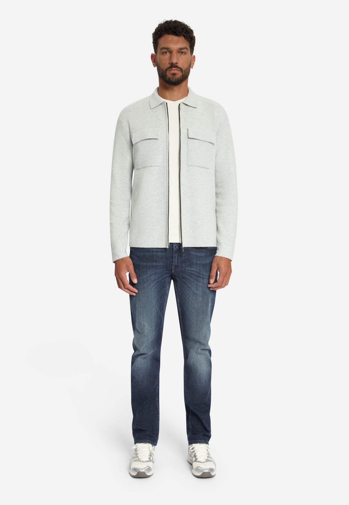 Cardigan en maille zippé | Light Grey Melange