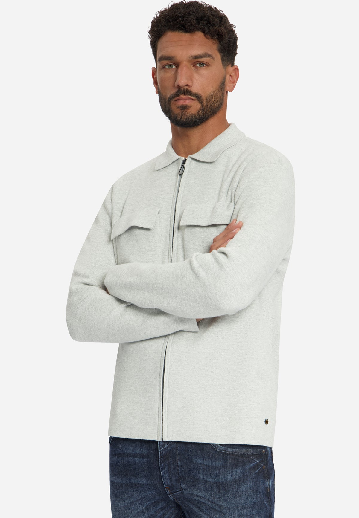 Cardigan en maille zippé | Light Grey Melange