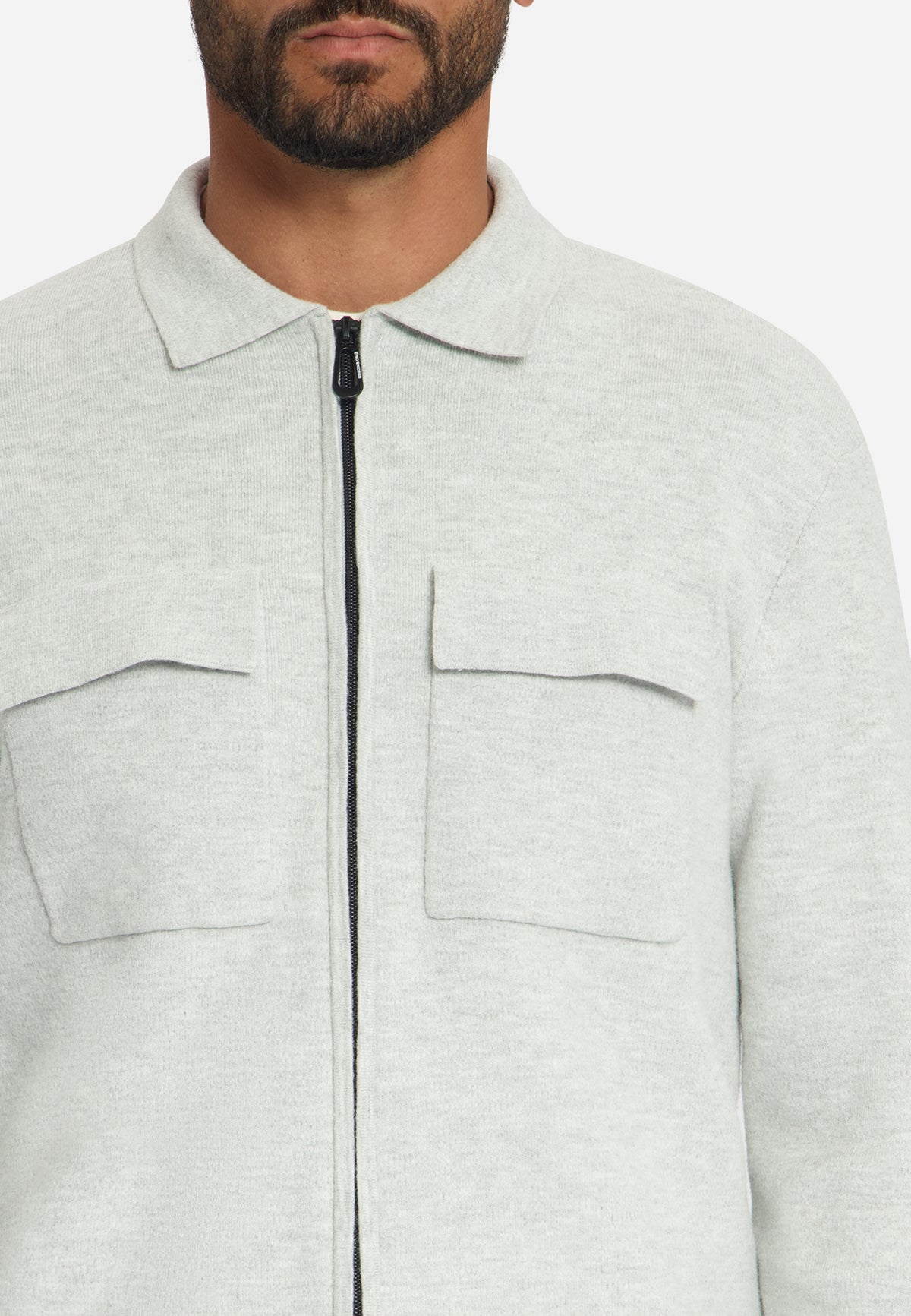 Cardigan en maille zippé | Light Grey Melange