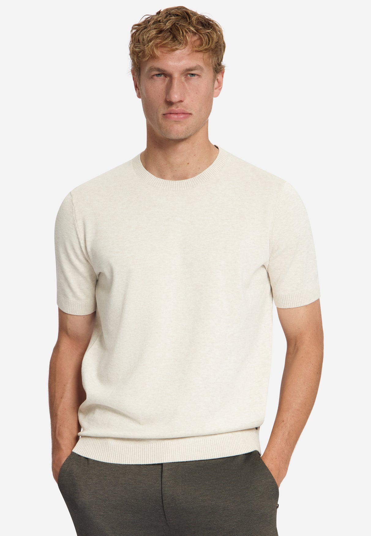 Melange Short Sleeve Jumper | Stone