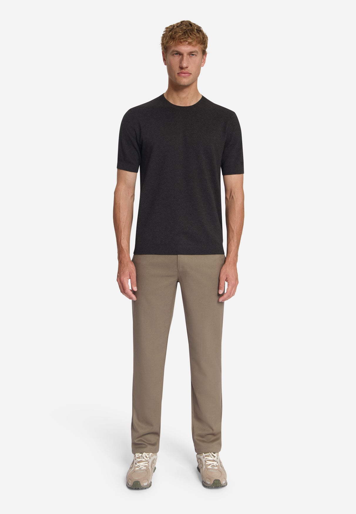 Melange Short Sleeve Jumper | Dark Brown