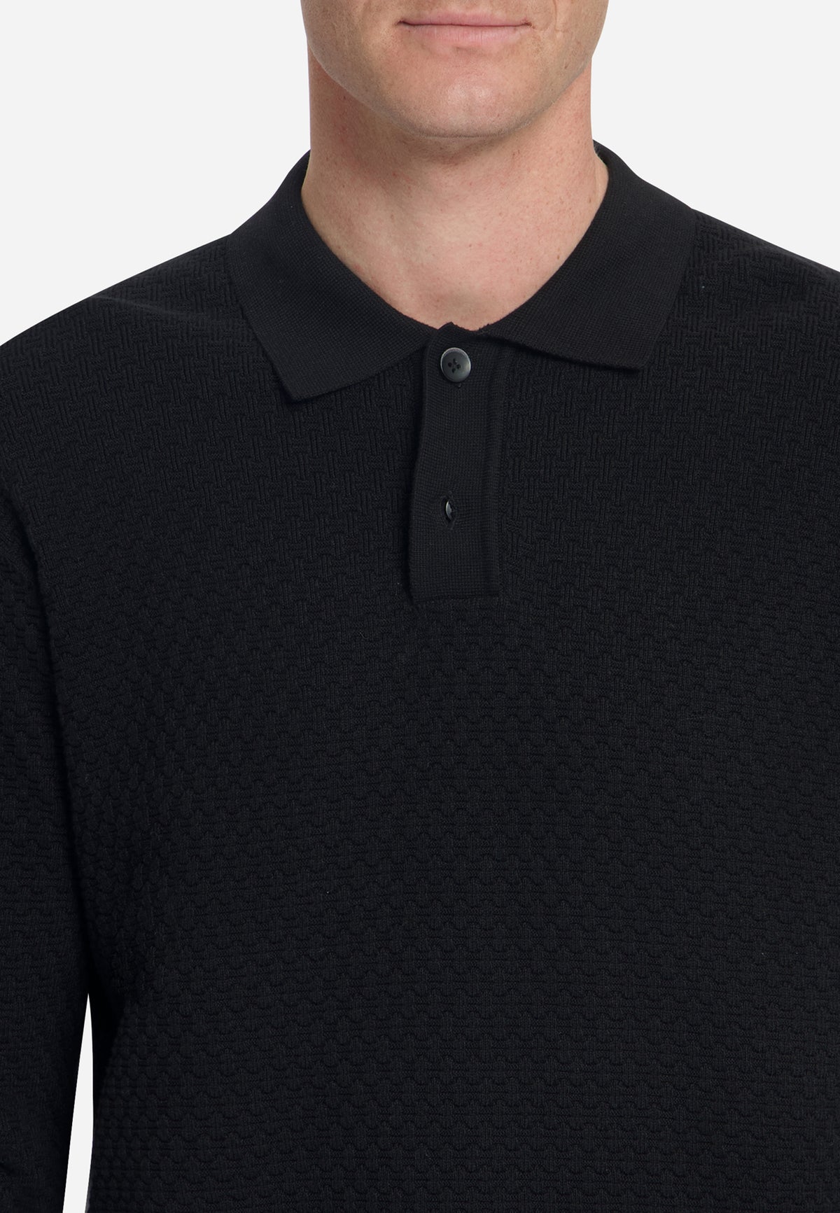 Jacquard Polo Jumper | Black