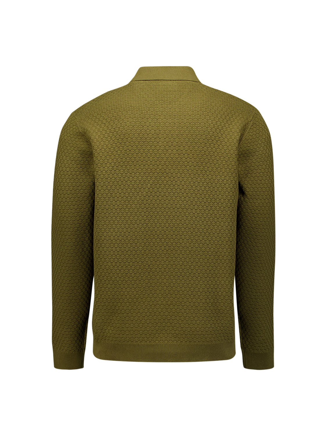 Jacquard Polo Jumper | Moss