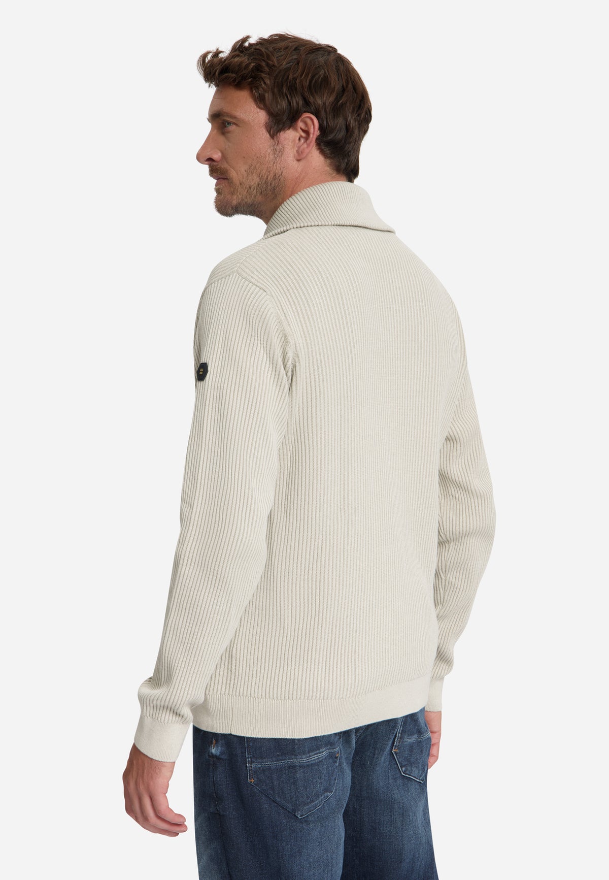 Pull côtelé à demi-zip | Stone