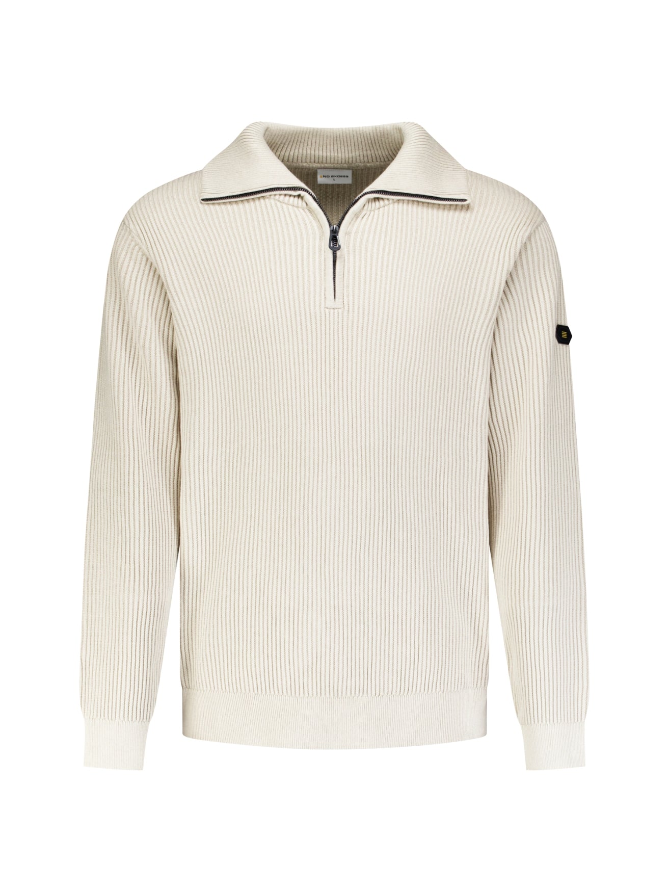 Ribbed Half Zip Jumper | Stone