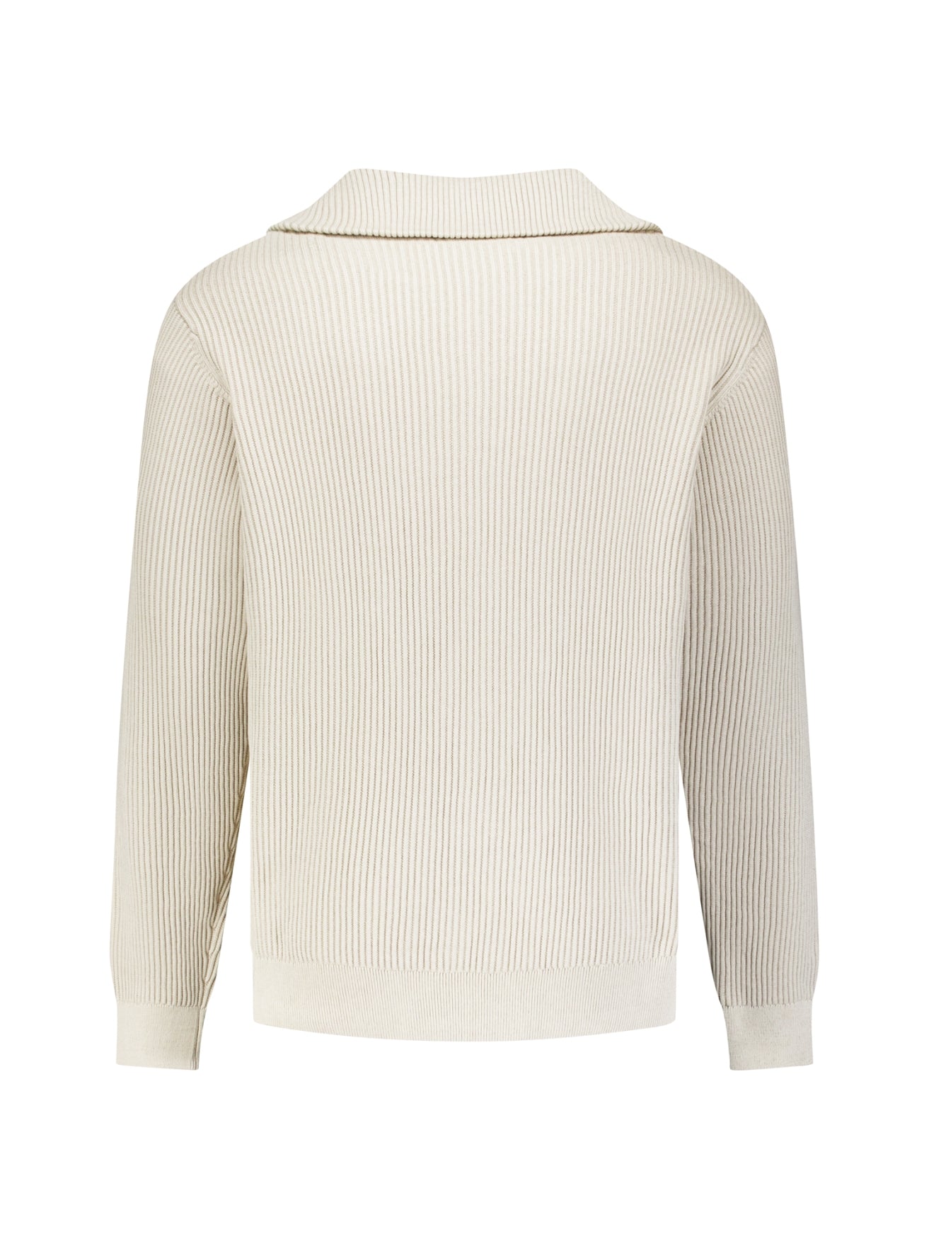 Ribbed Half Zip Jumper | Stone