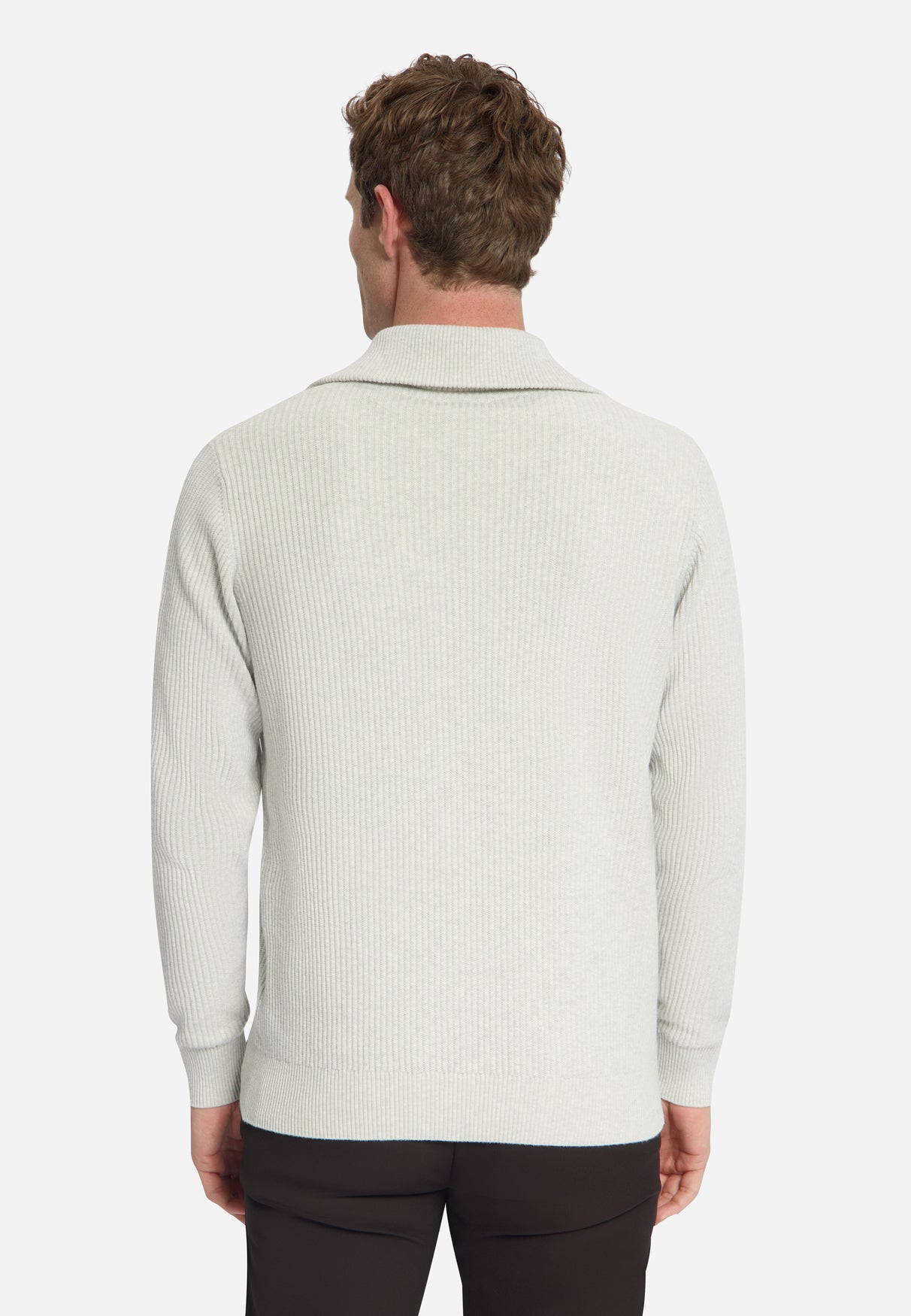 Pull côtelé à demi-zip | Light Grey Melange