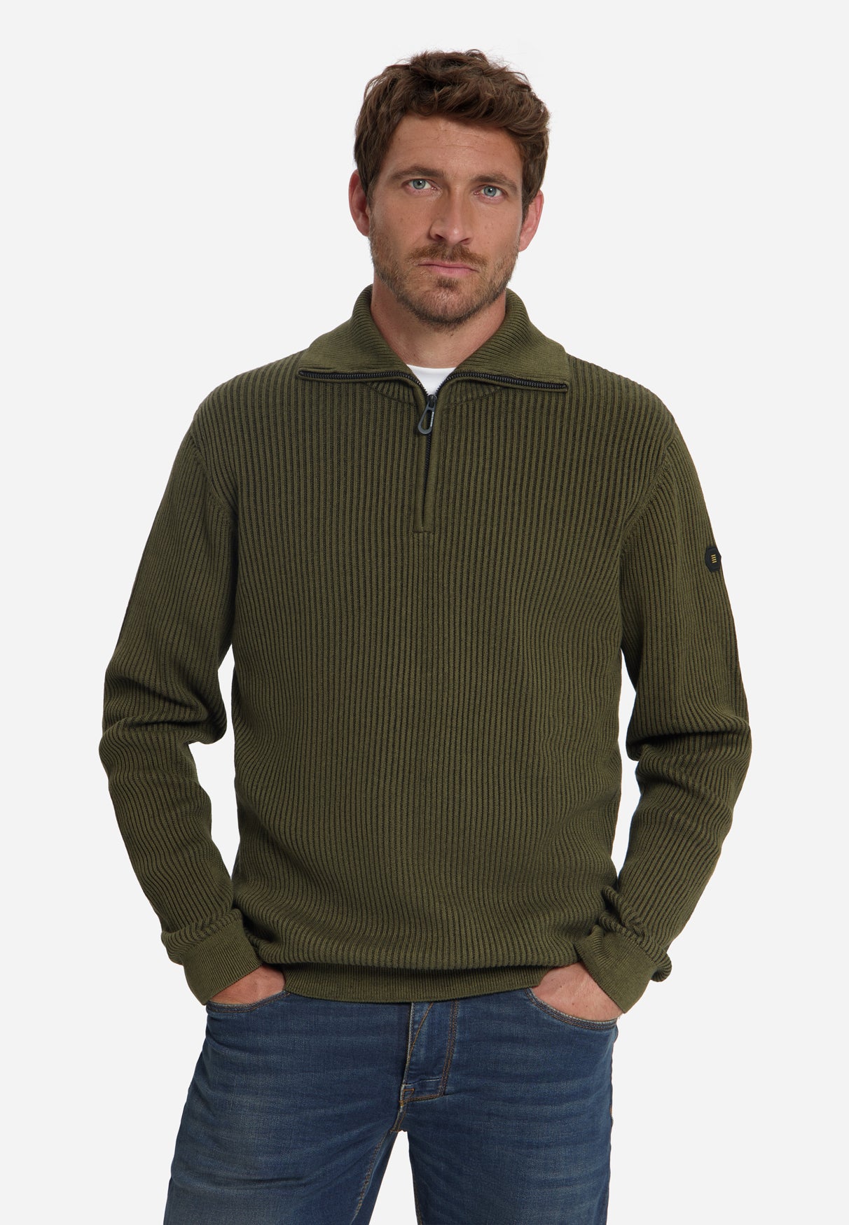 Pull côtelé à demi-zip | Moss