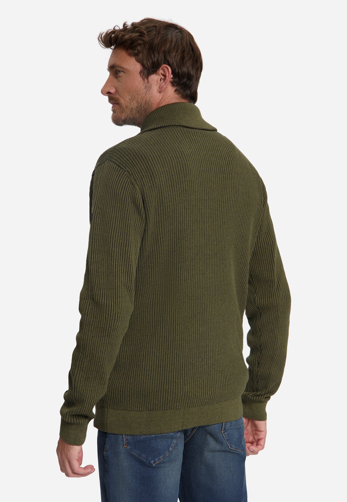 Pull côtelé à demi-zip | Moss