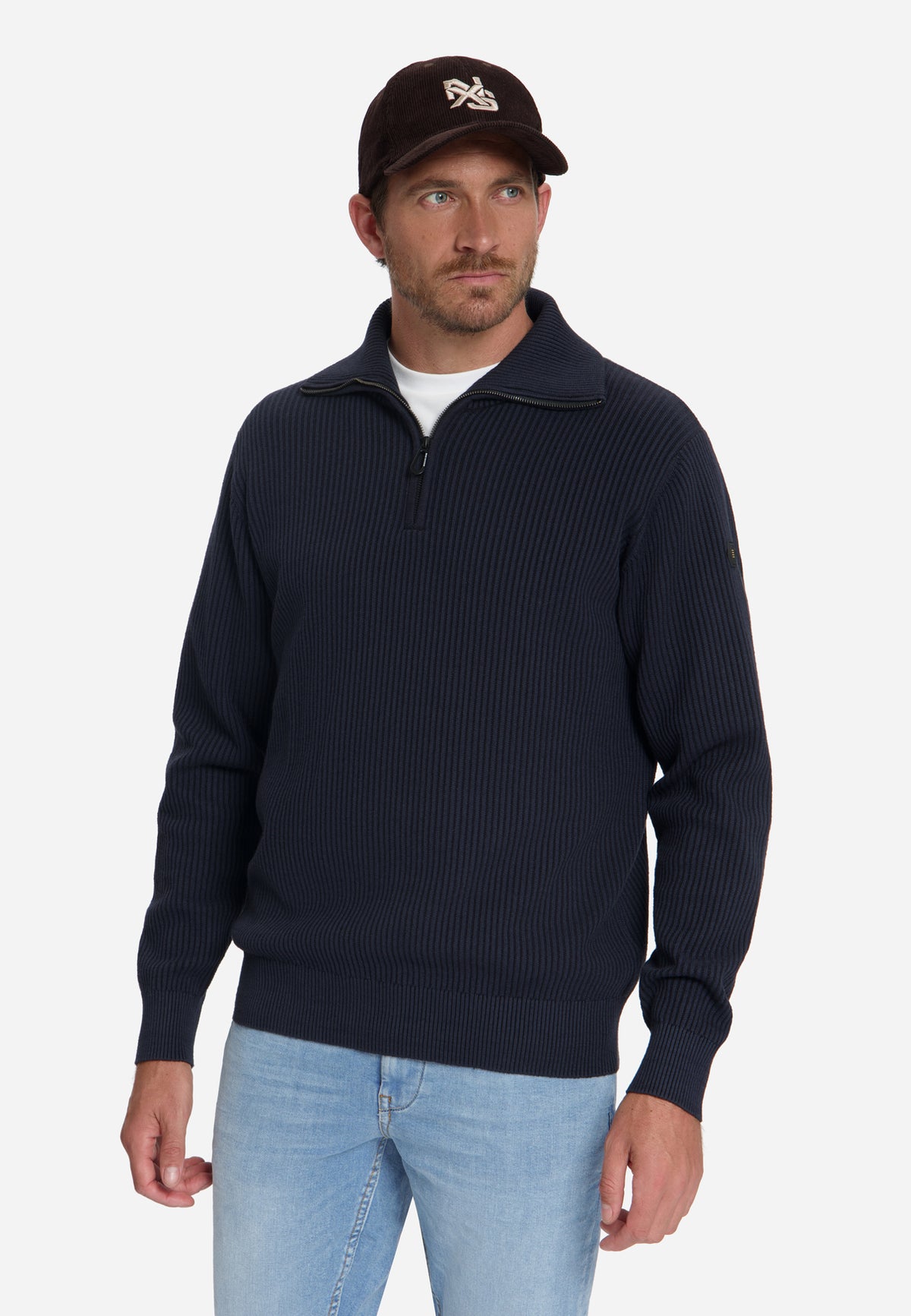 Pull côtelé à demi-zip | Dark Night